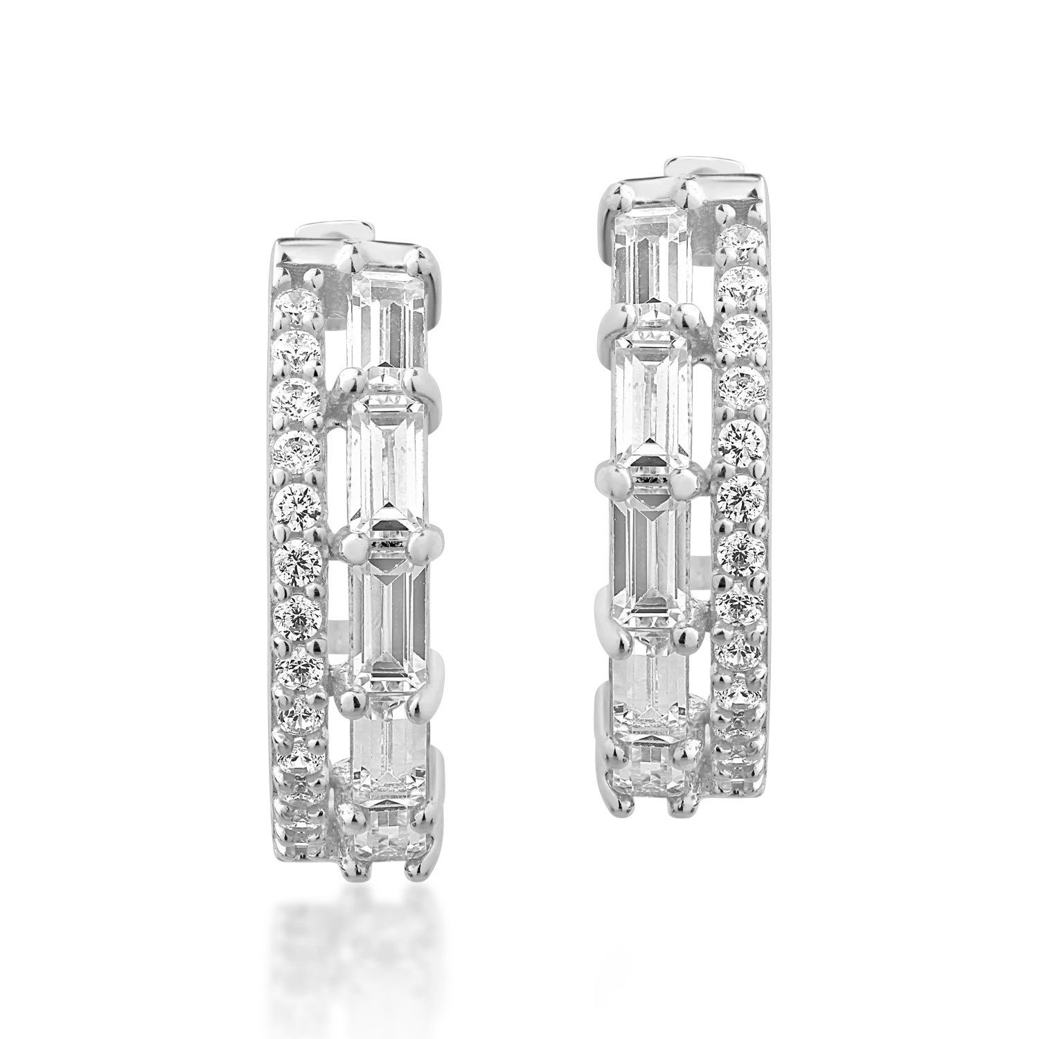 Cercei din aur alb de 14K