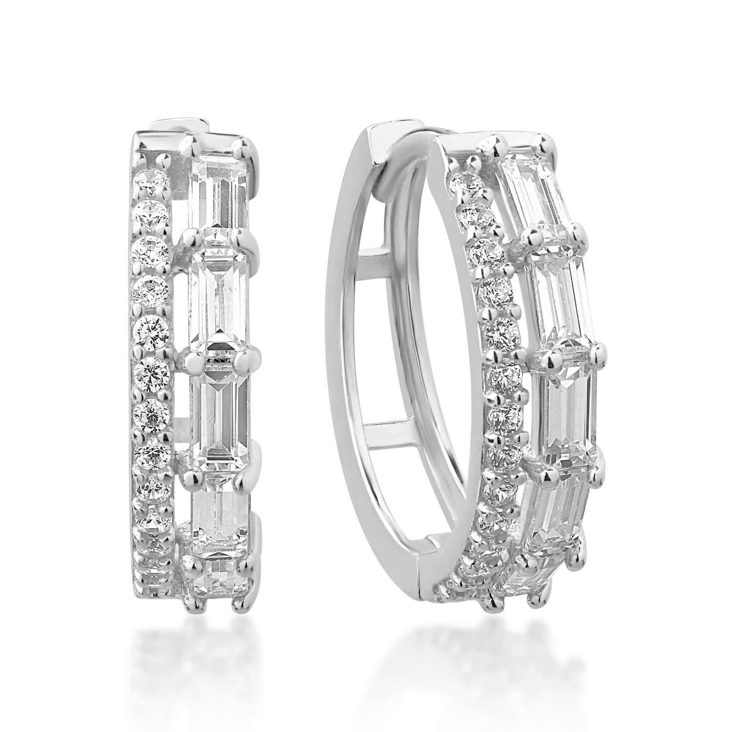 Cercei din aur alb de 14K