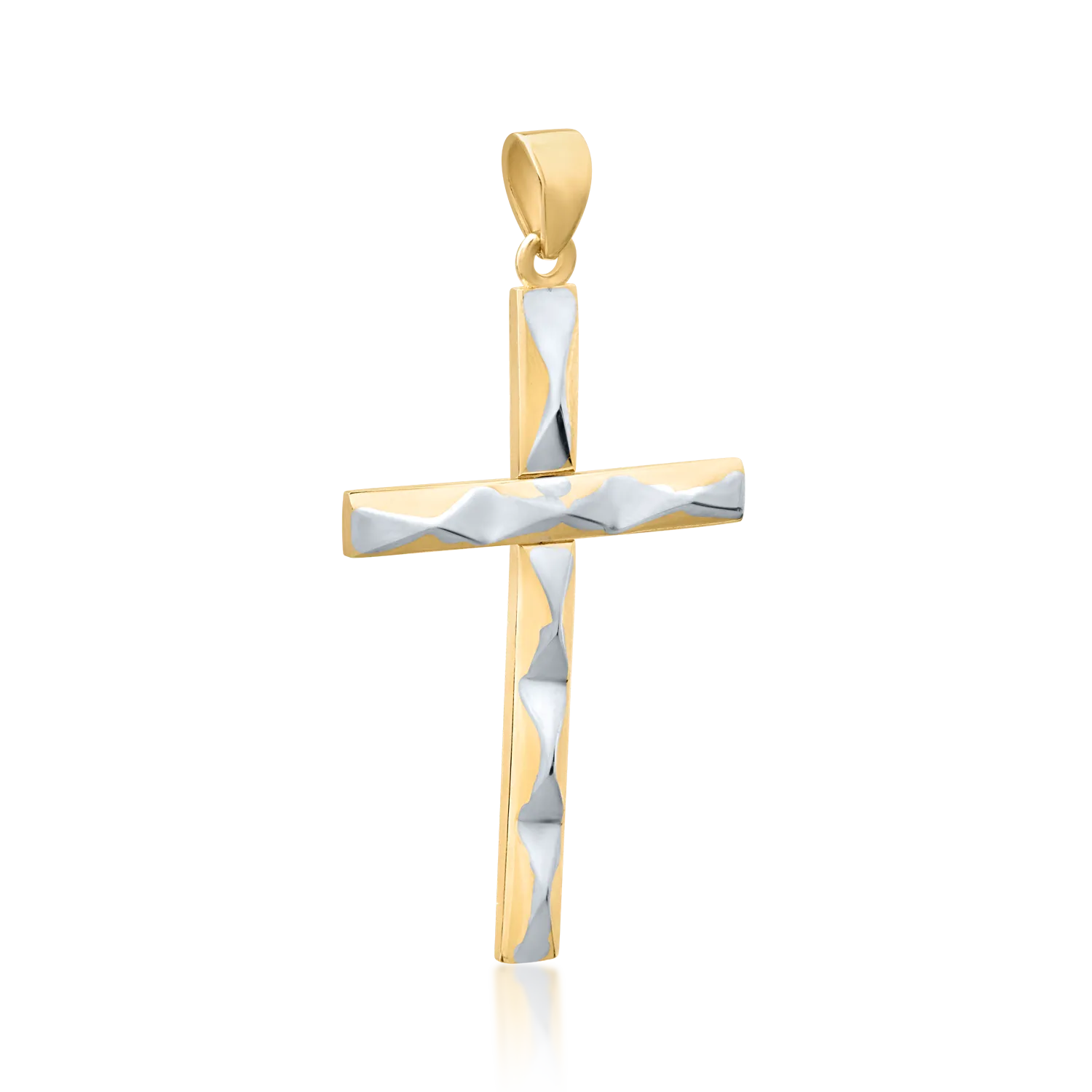 14K white-yellow gold cross pendant