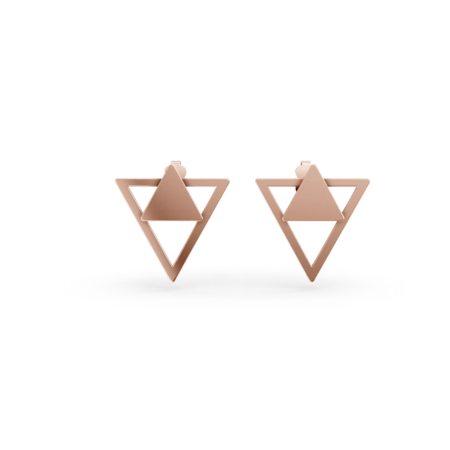 Cercei geometrici din aur roz de 14K