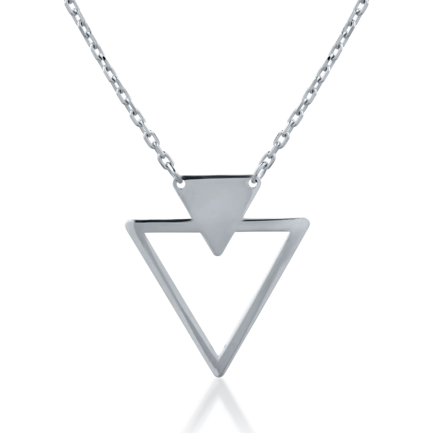 14K white gold geometric pendant necklace