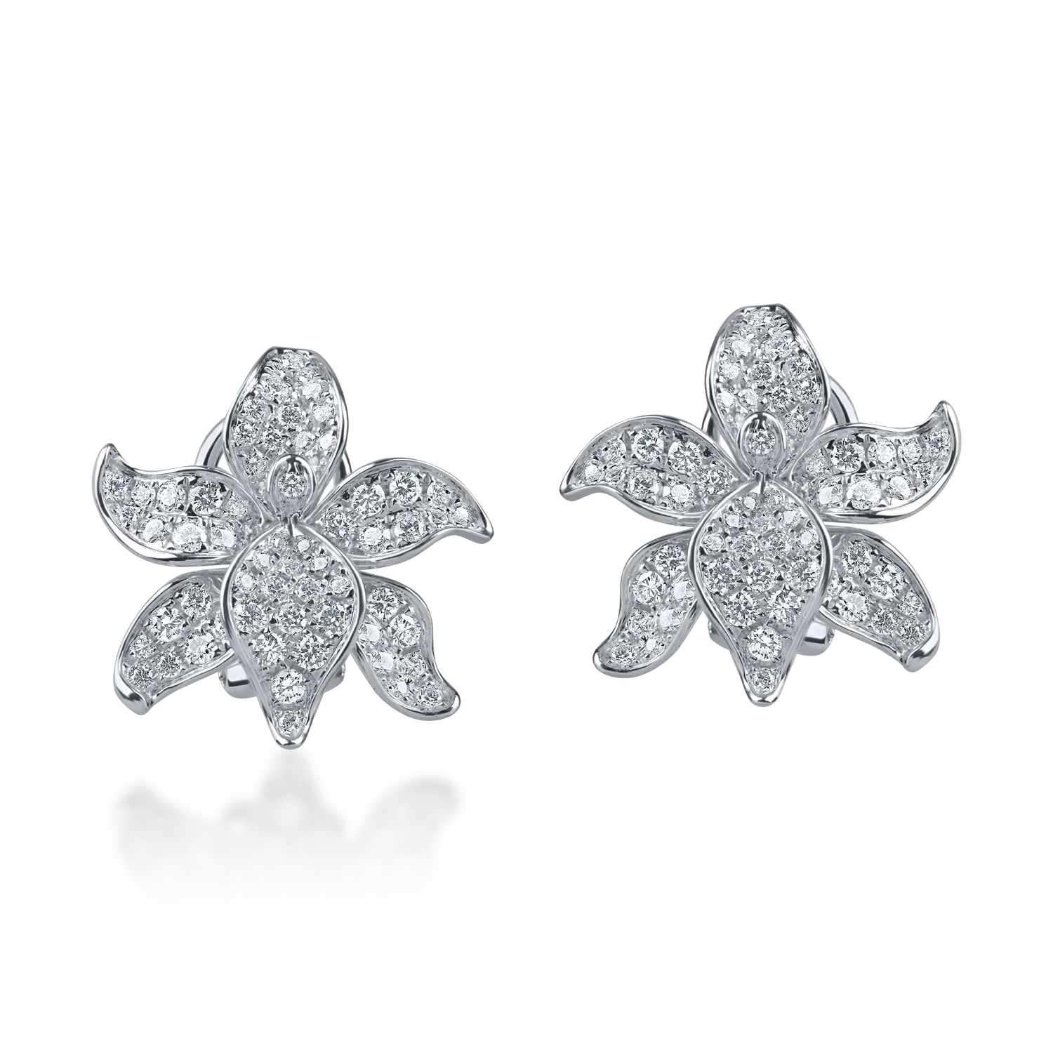Cercei floare din aur alb cu diamante de 1.7ct-127668