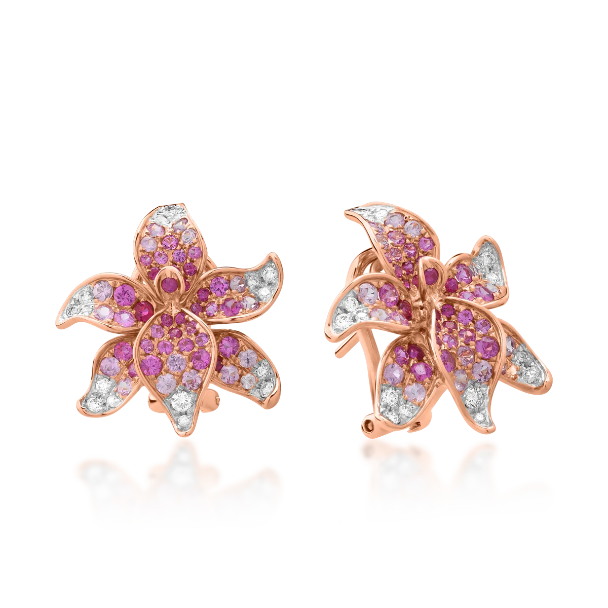18K rózsa arany fülbevaló 2.45ct drágakövekkel