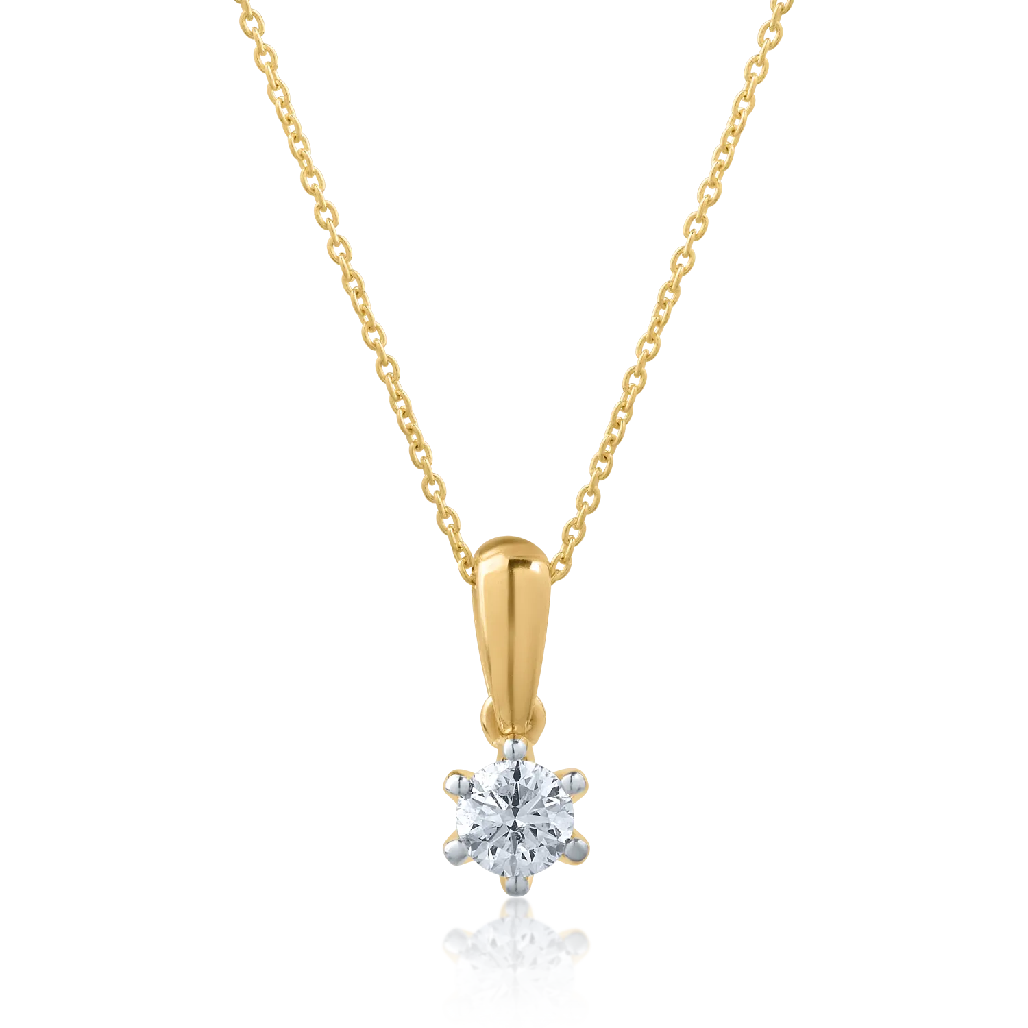 18K yellow gold pendant necklace with 0.158ct diamond