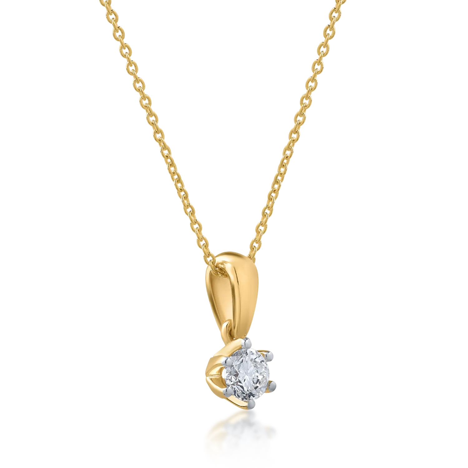 Колие с висулка от 18K жълто злато с диамант 0.158ct