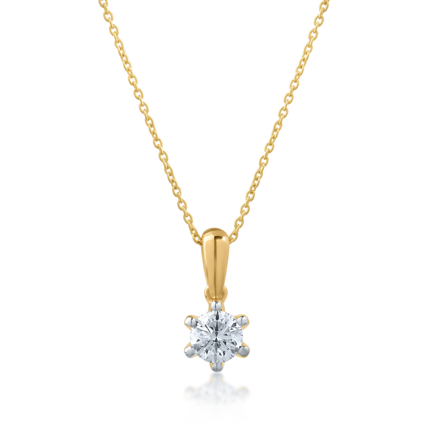 18K yellow gold pendant necklace with 0.305ct diamond