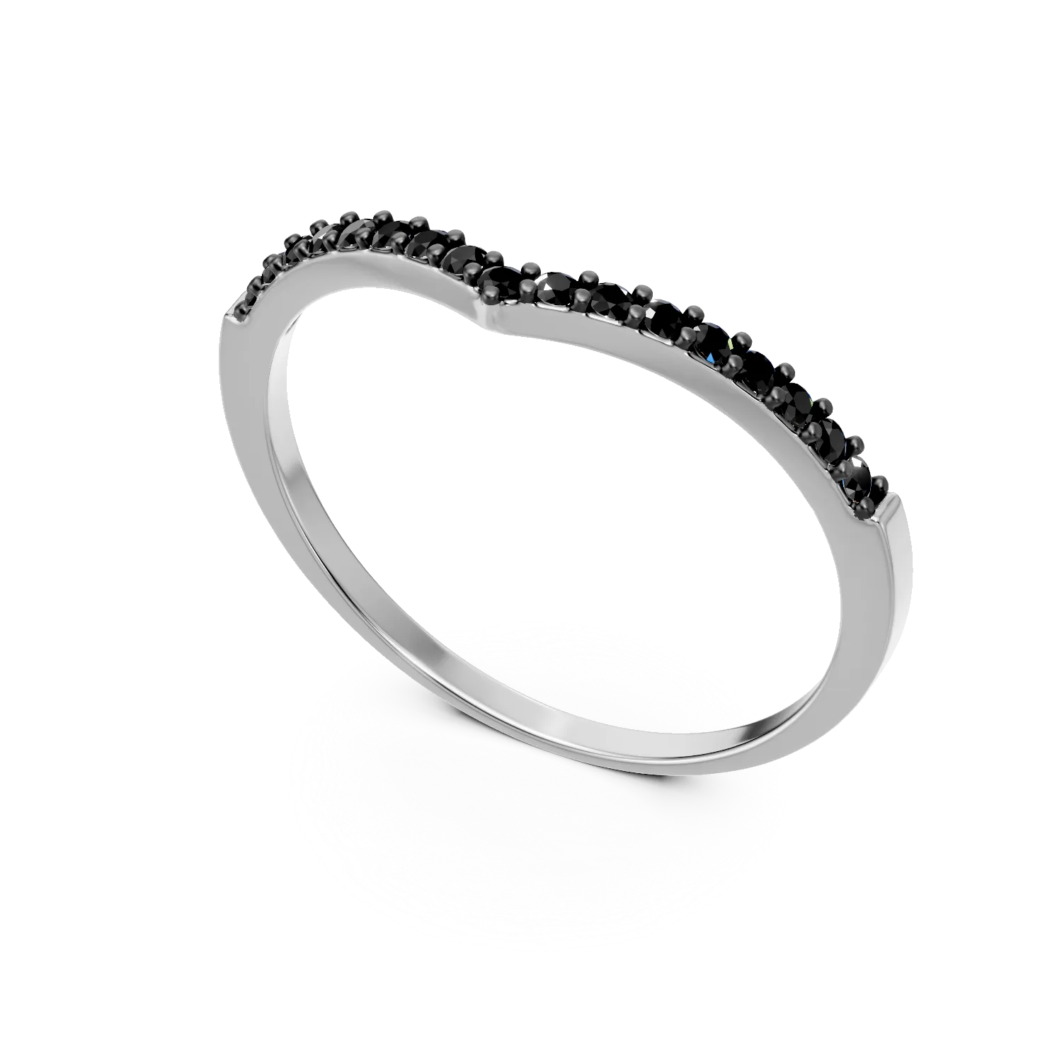 Inel semi eternity din aur alb cu zirconia microsetting