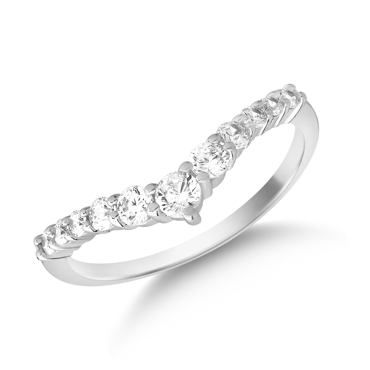 Полувечен пръстен от бяло злато