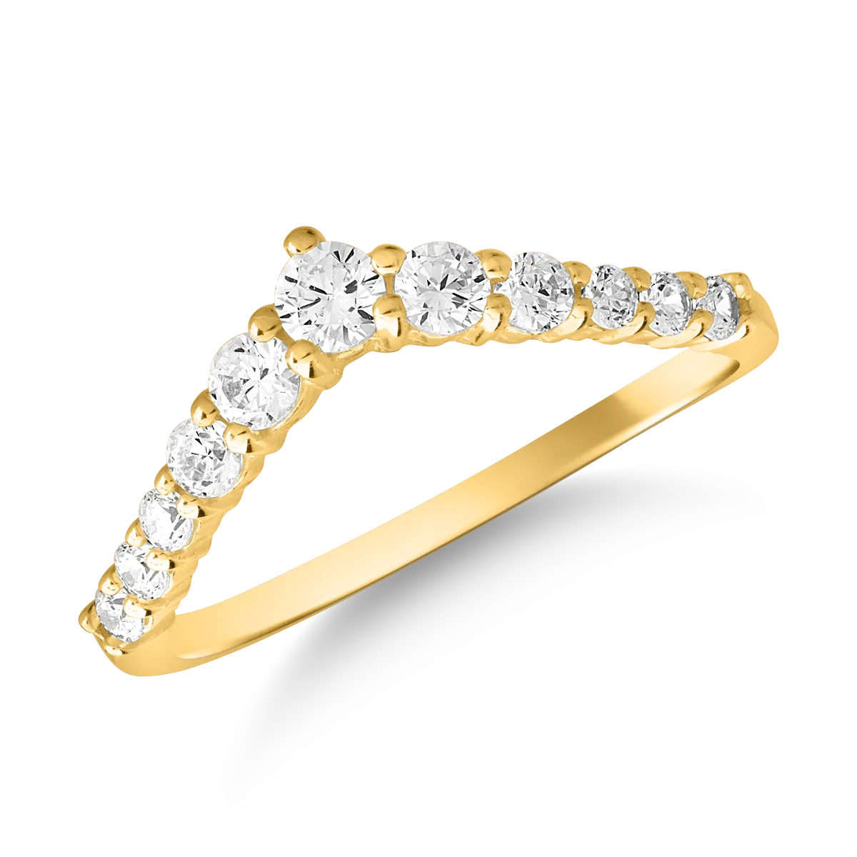 Yellow gold semi eternity ring