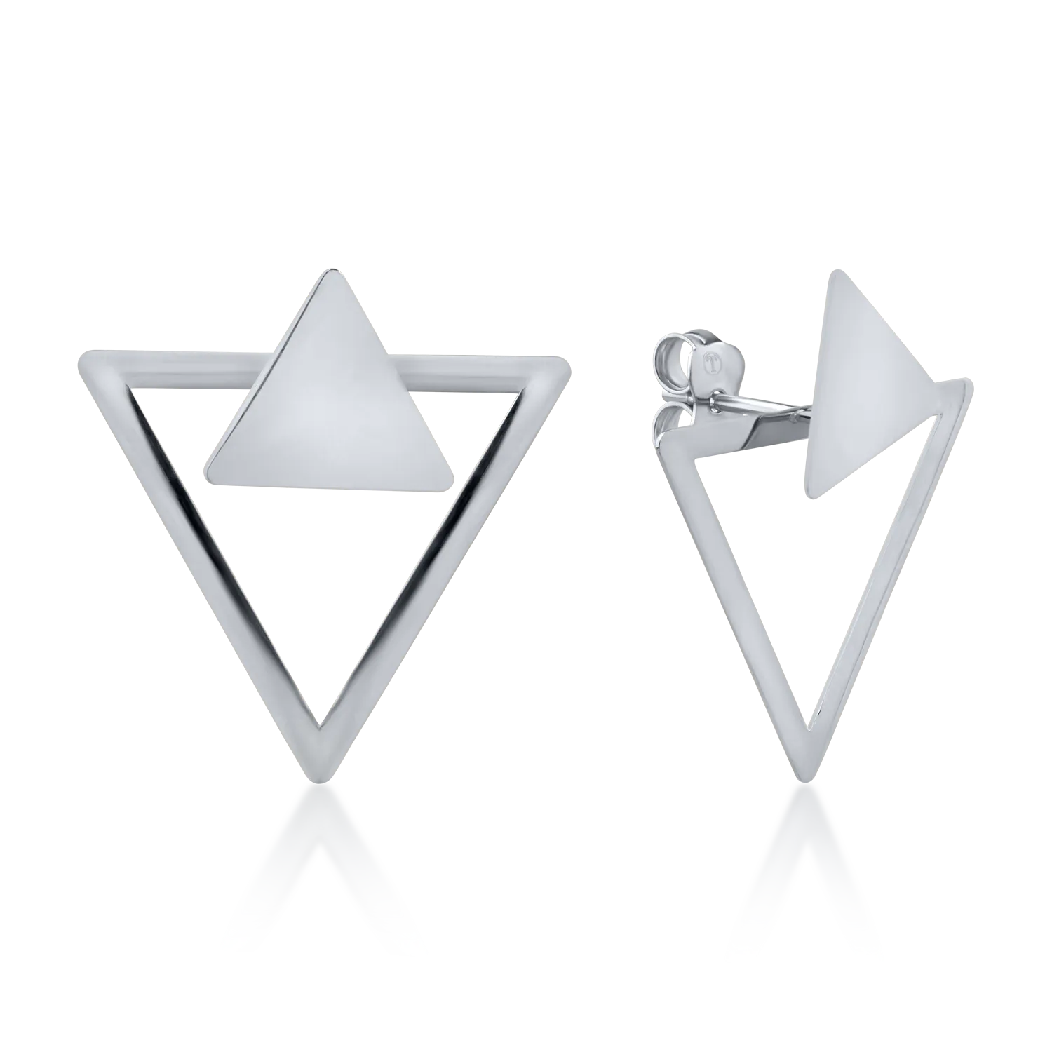 14K fehérarany geometrikus fülbevaló