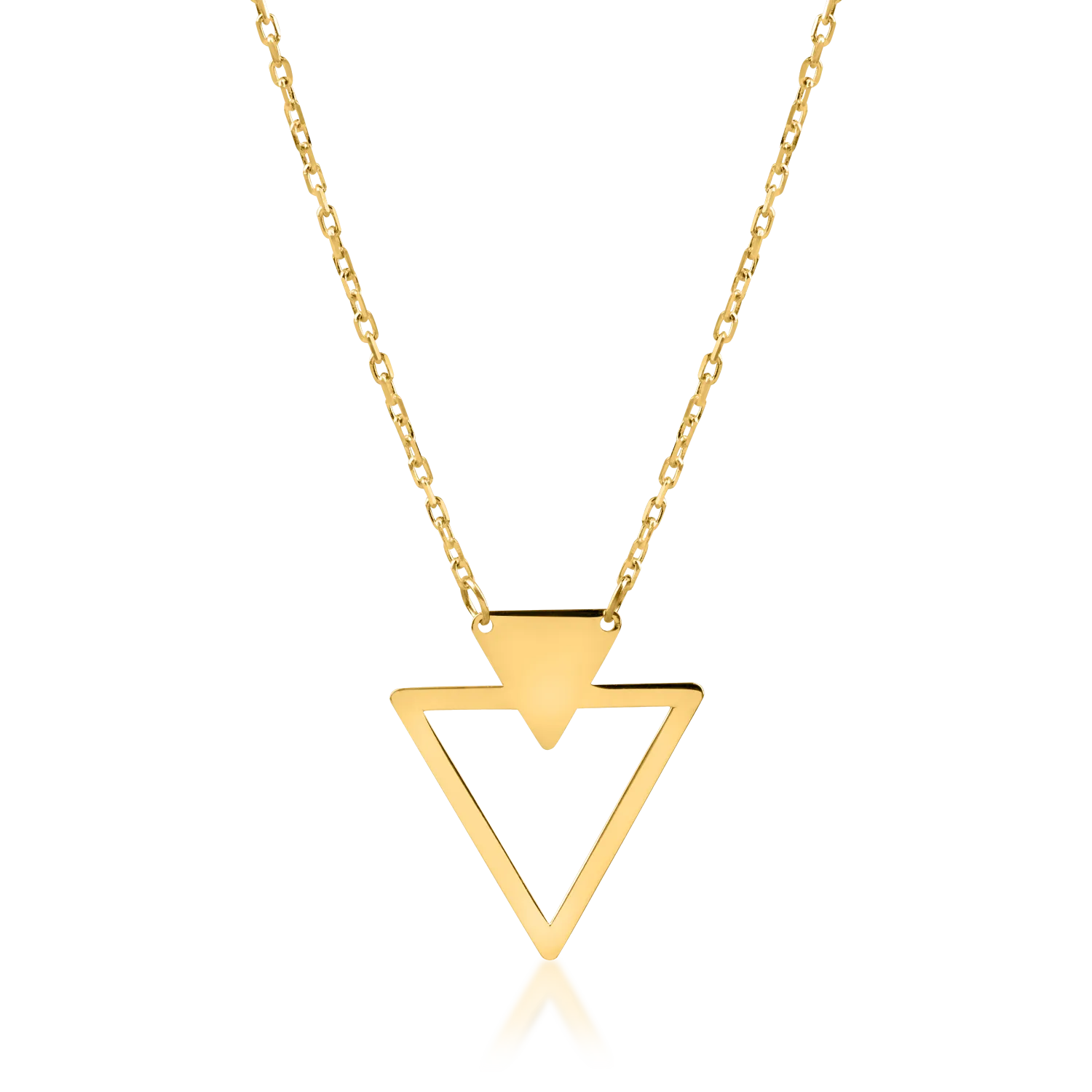 Yellow gold geometric pendant necklace