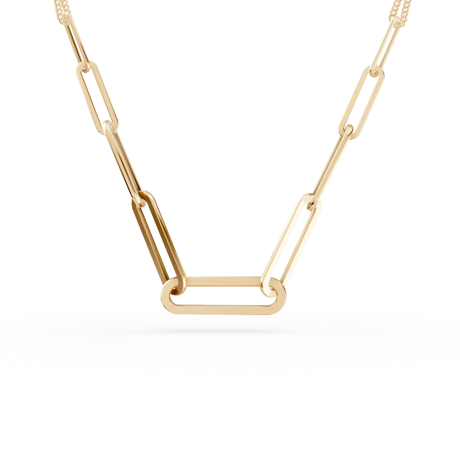 Yellow gold link chain necklace-181950