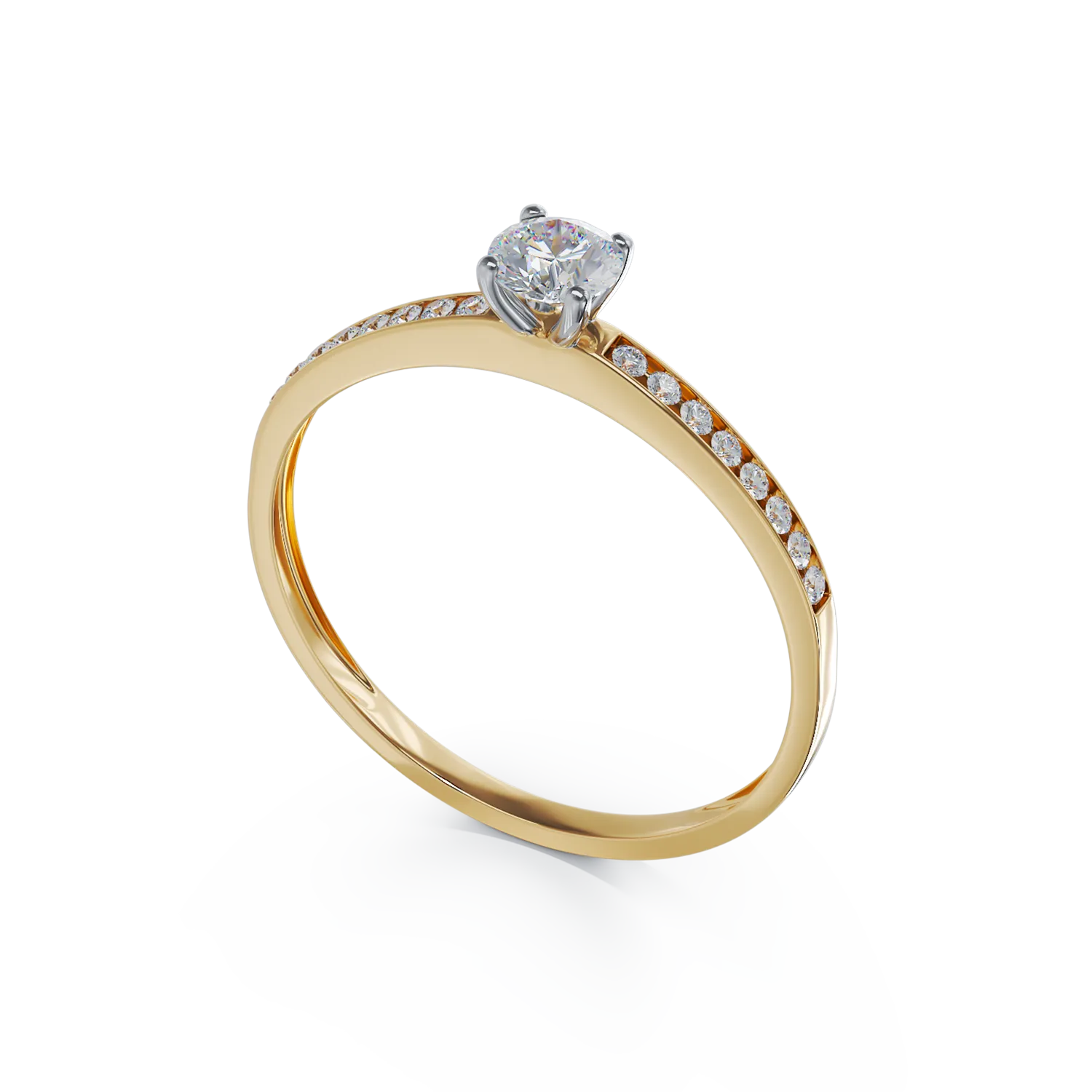 14K white-yellow gold engagement ring