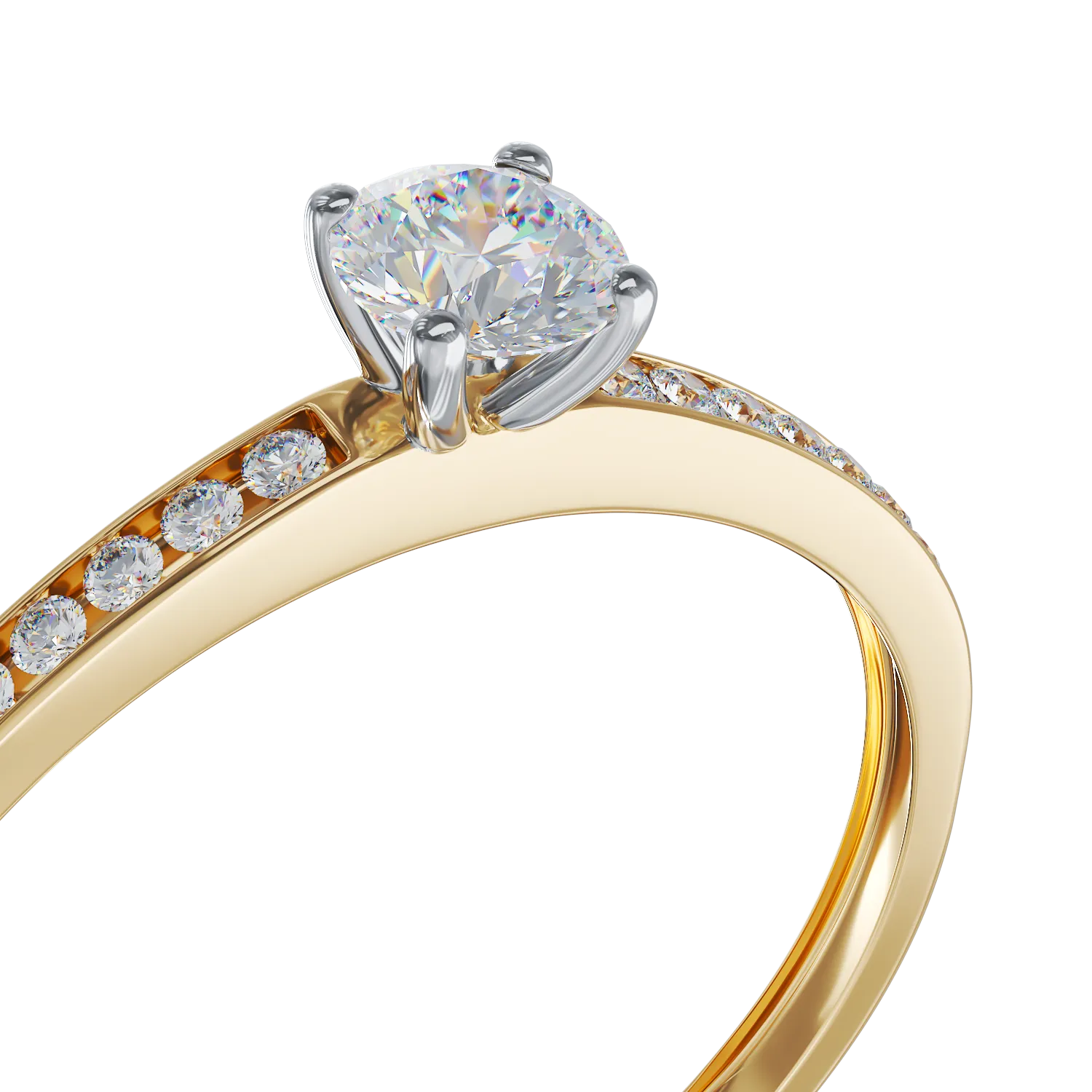 14K white-yellow gold engagement ring