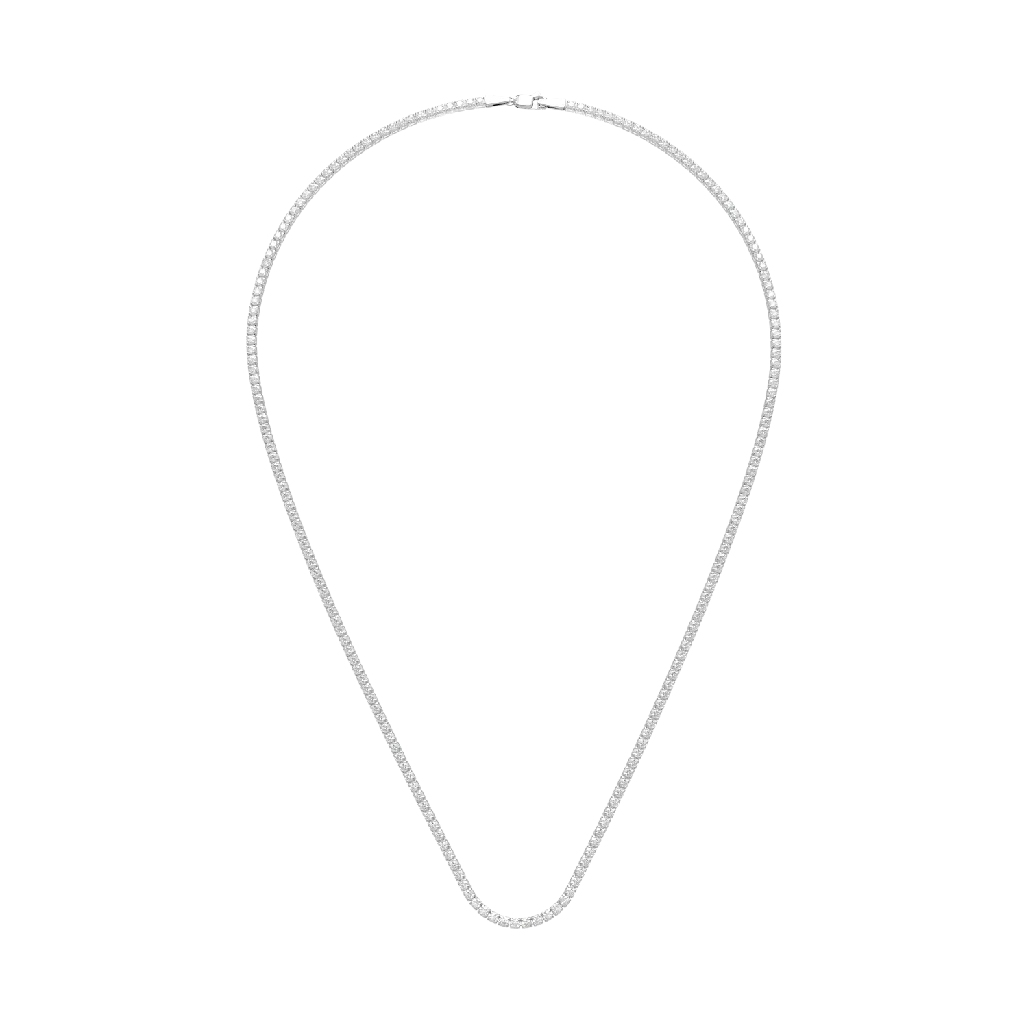 14K white gold tennis necklace