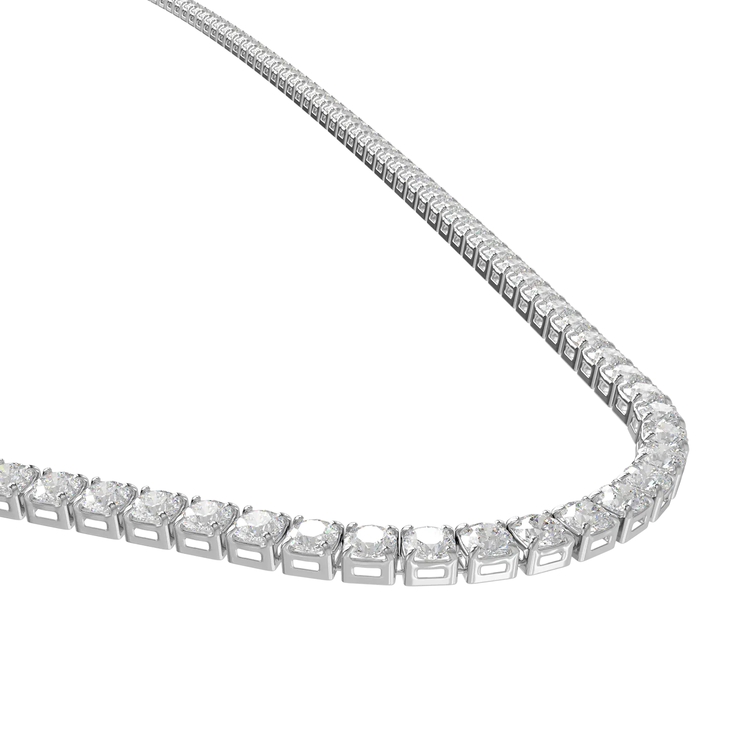 14K white gold tennis necklace