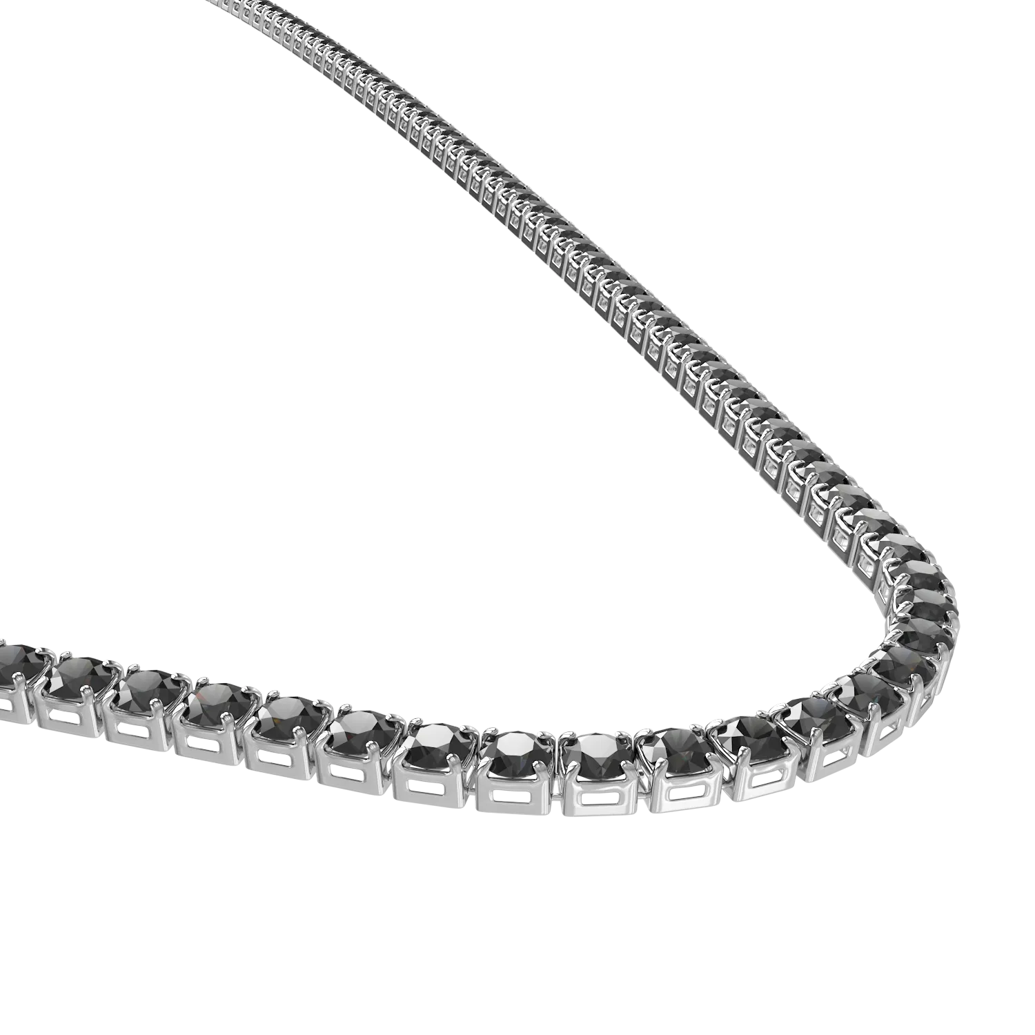 14K white gold tennis necklace