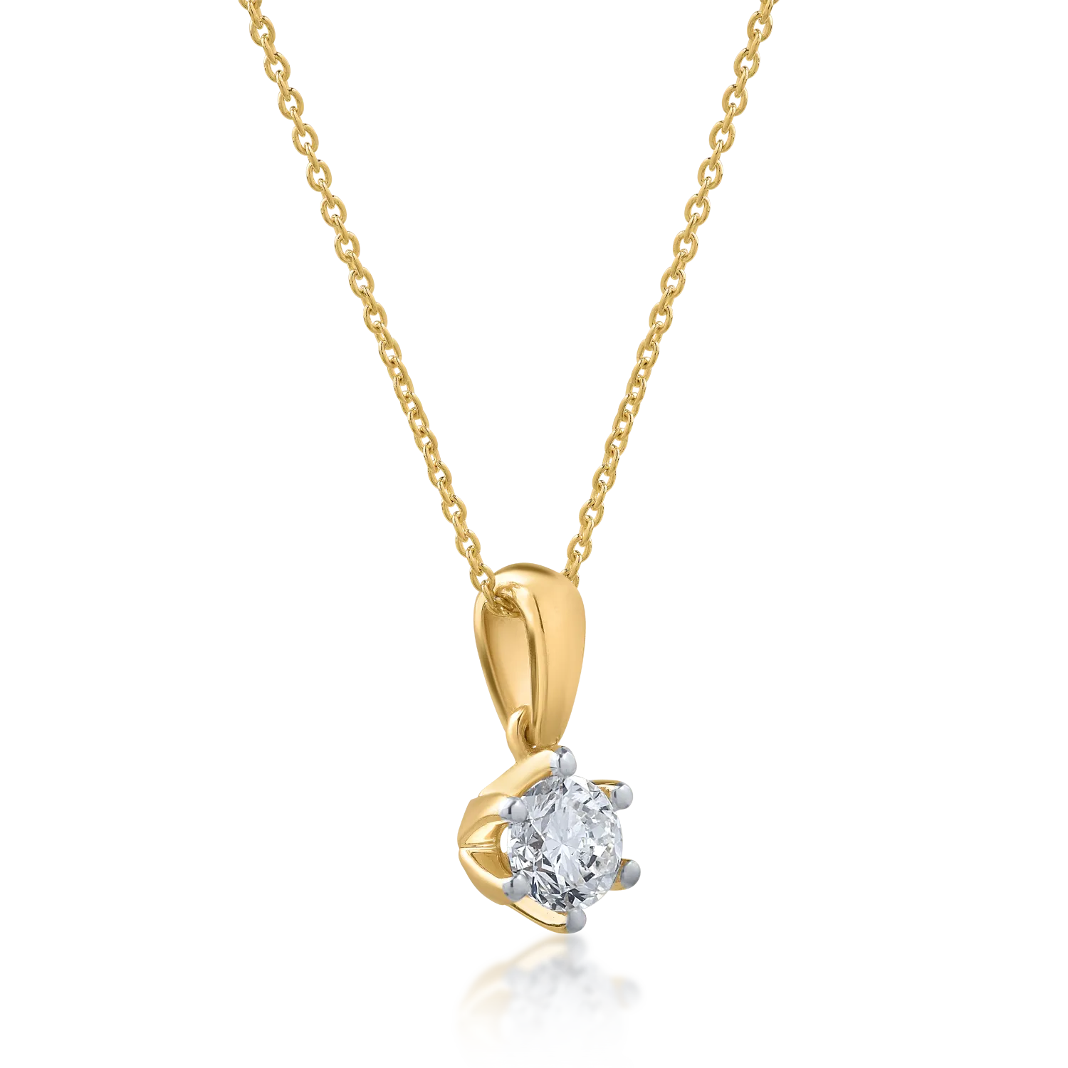 18K yellow gold pendant necklace with 0.305ct diamond