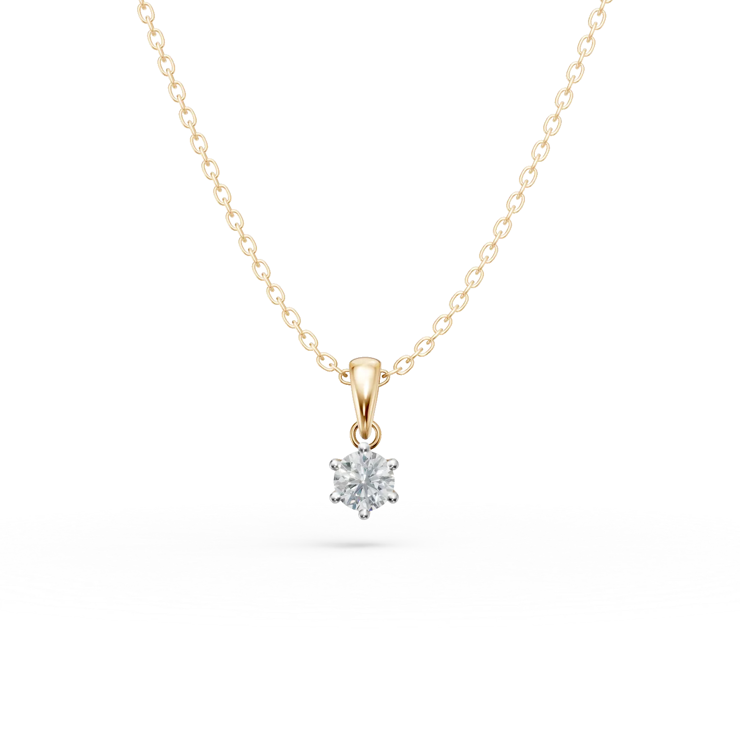 Lant cu pandantiv din aur galben de 18K cu diamant de 0.305ct