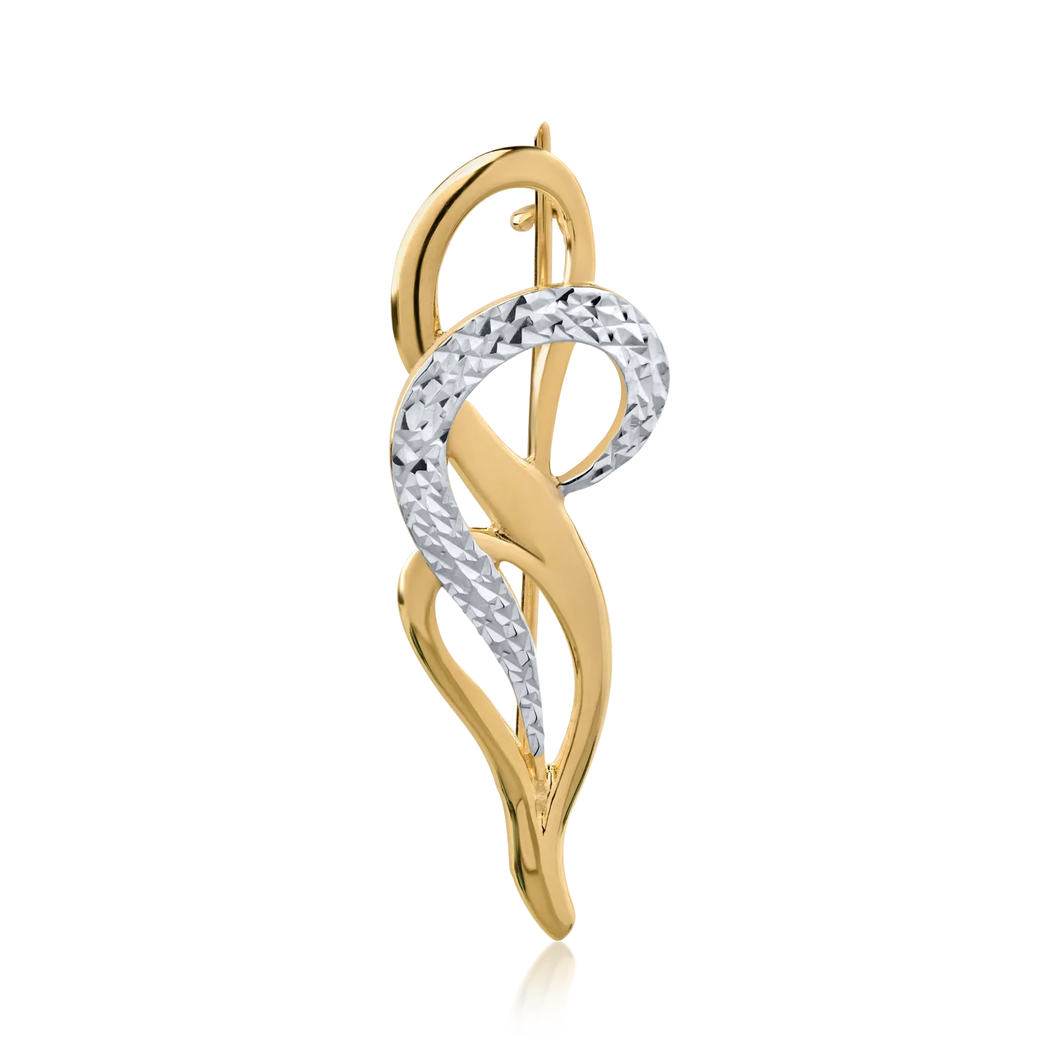 14K fehér-sárga arany bross