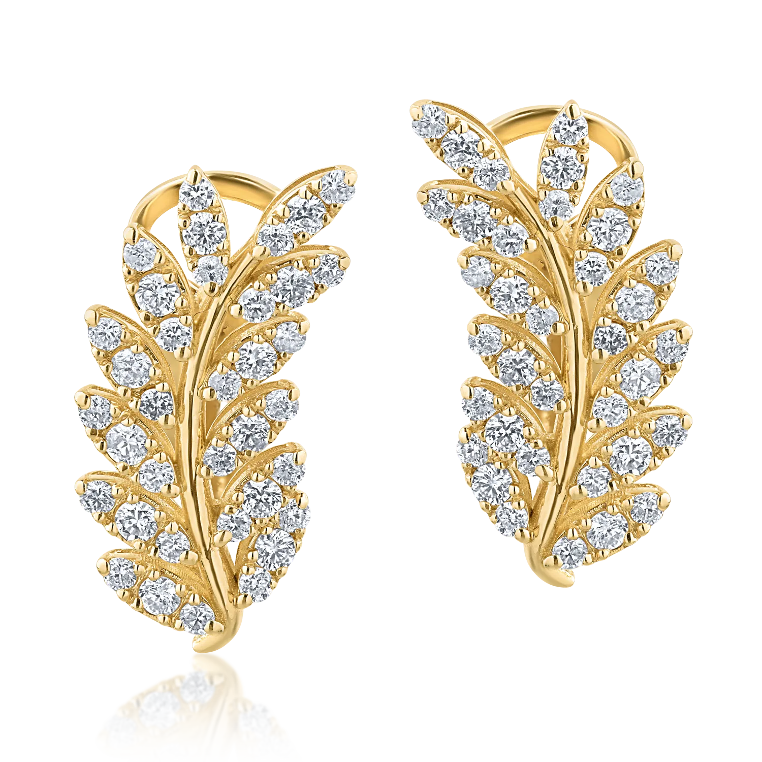 Cercei din aur galben de 18K cu diamante de 1.12ct