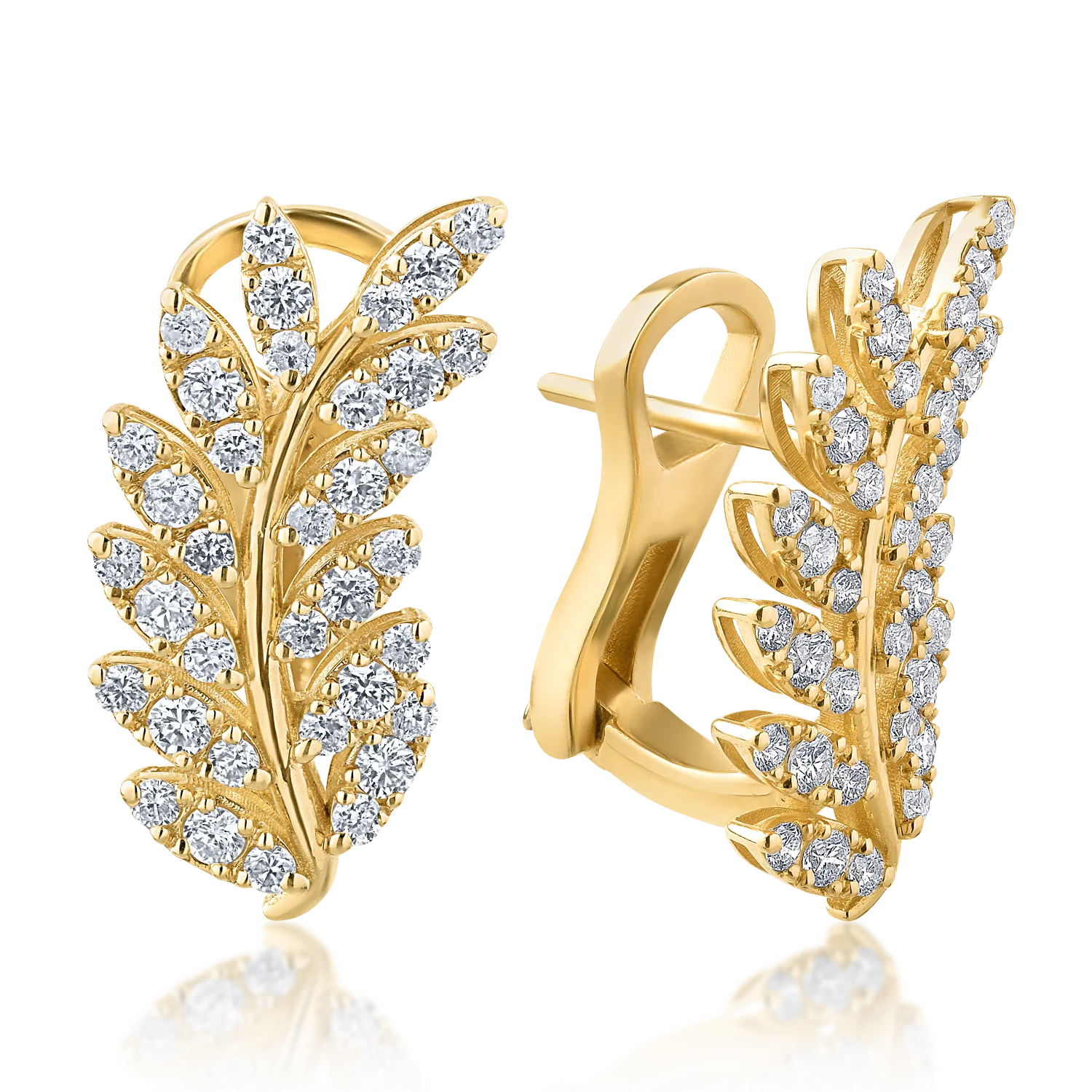 Cercei din aur galben de 18K cu diamante de 1.12ct