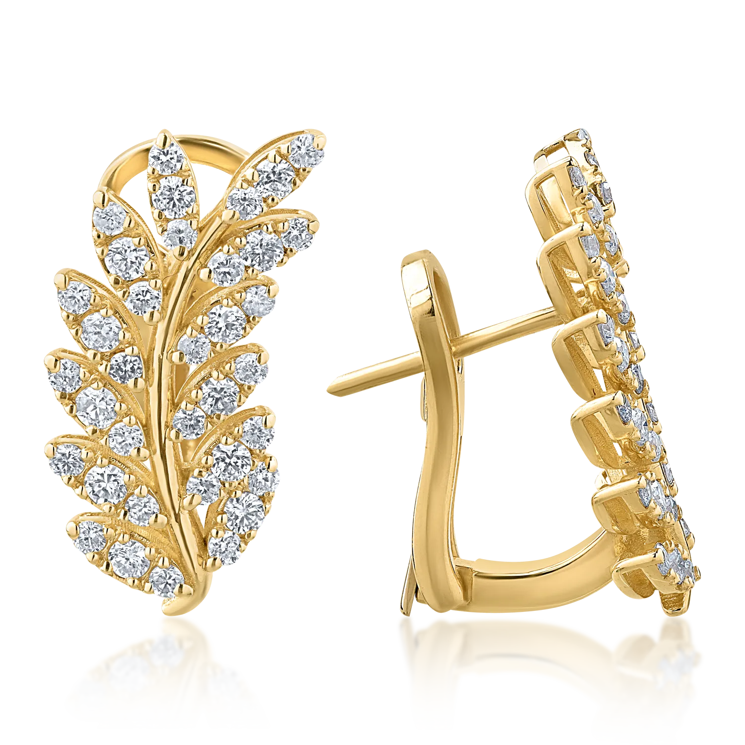 Cercei din aur galben de 18K cu diamante de 1.12ct