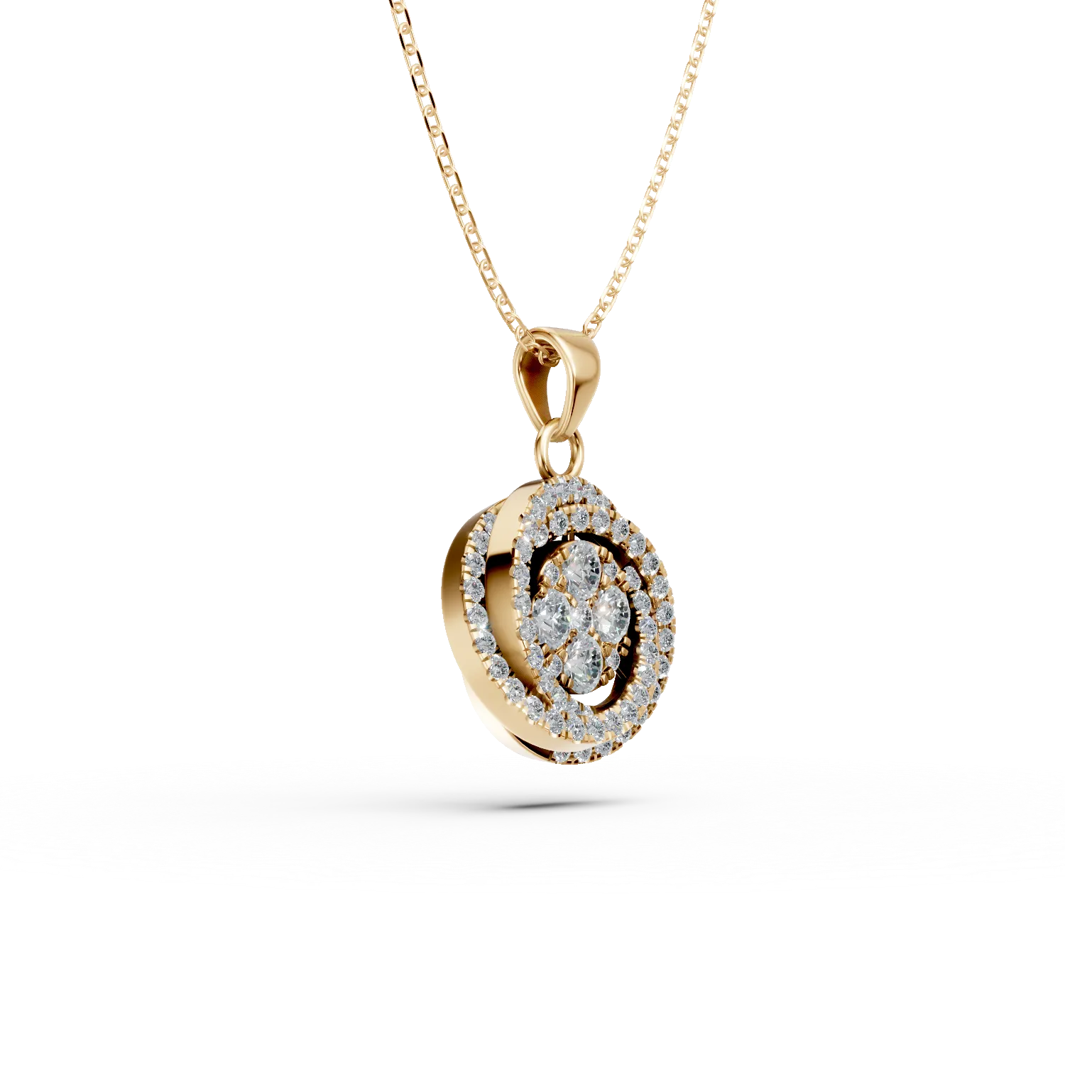 Lant cu pandantiv geometric din aur galben cu diamante de 0.3ct