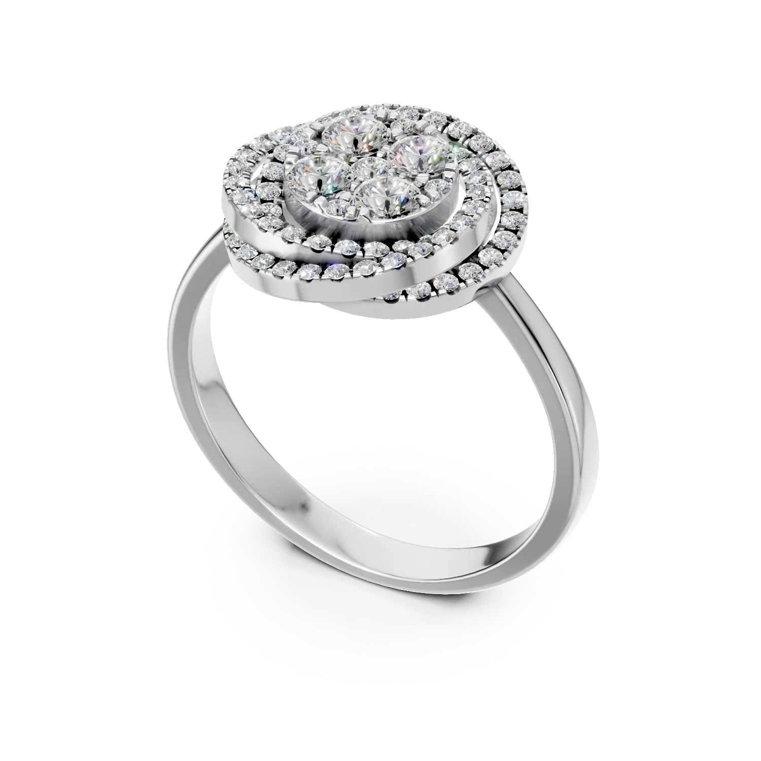 Геометричен пръстен от бяло злато с диаманти 0.7кт