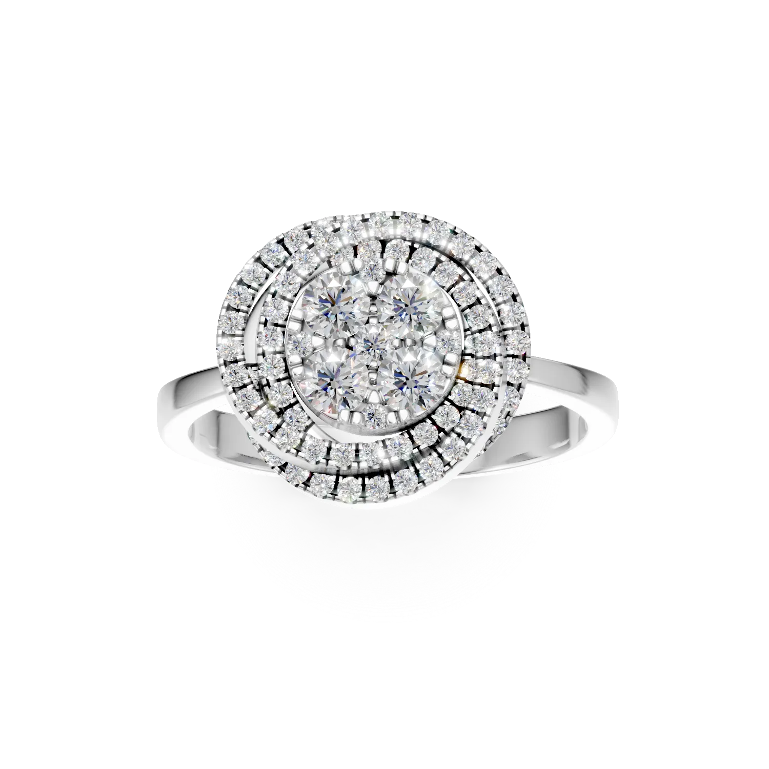 Геометричен пръстен от бяло злато с диаманти 0.7кт