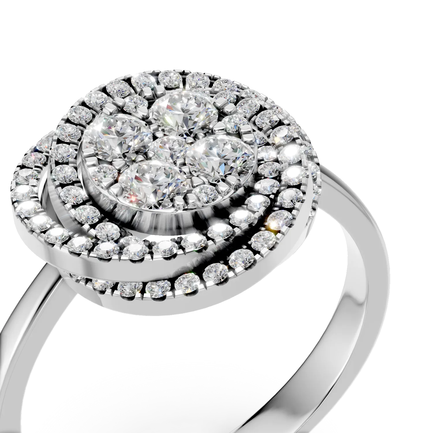 Геометричен пръстен от бяло злато с диаманти 0.7кт