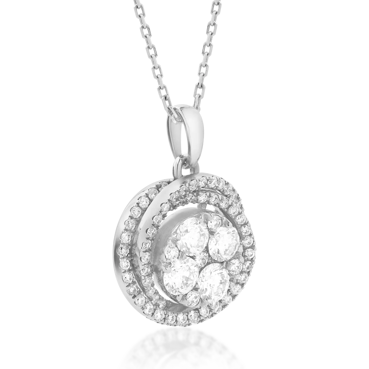 Lant cu pandantiv din aur alb cu diamante de 0.62ct