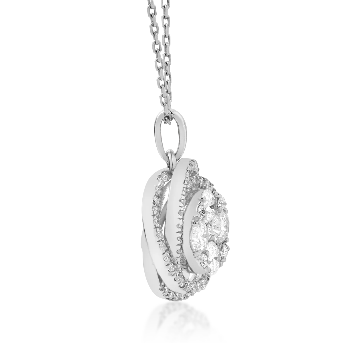 Lant cu pandantiv din aur alb cu diamante de 0.62ct