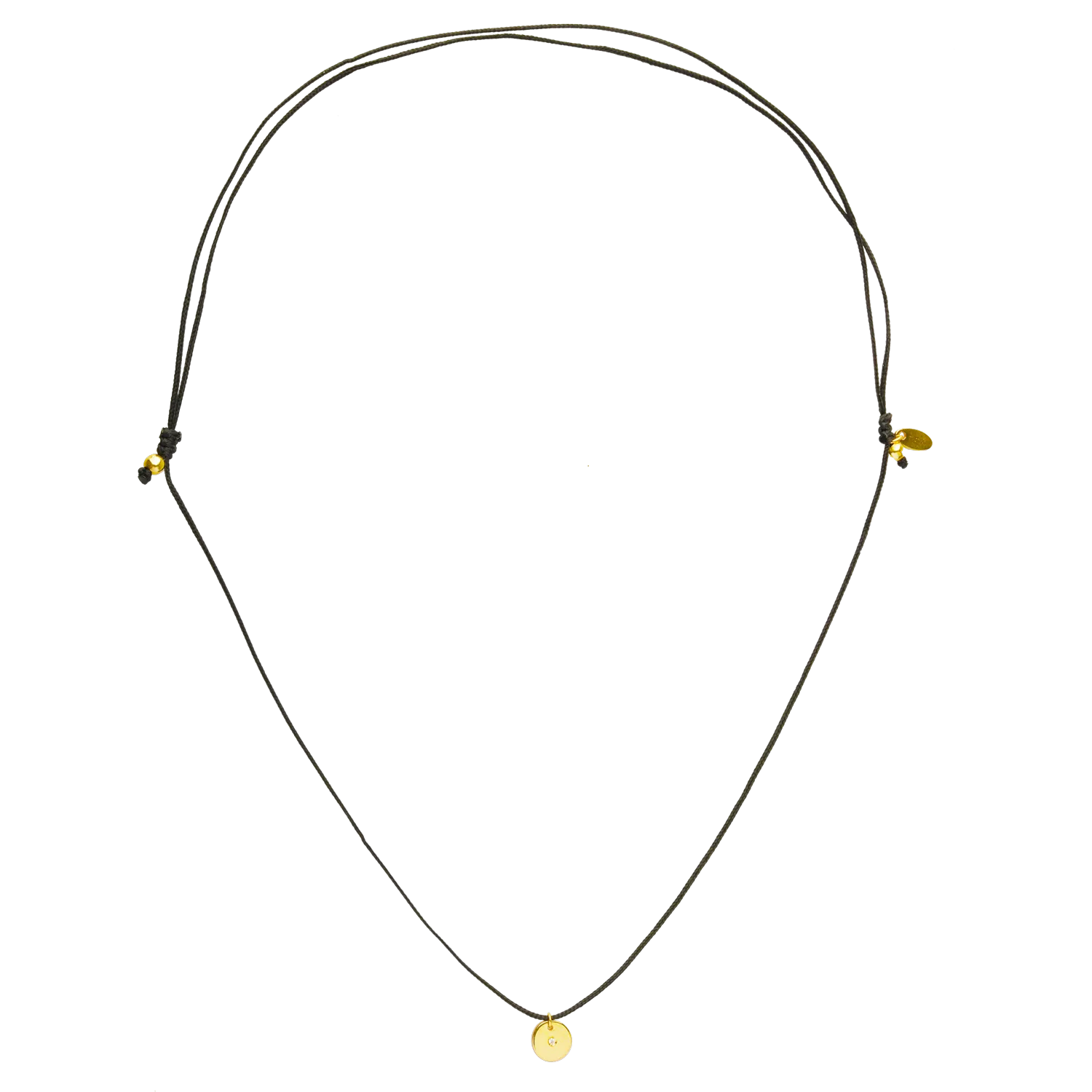 Cord necklace with 14K yellow gold coin charm