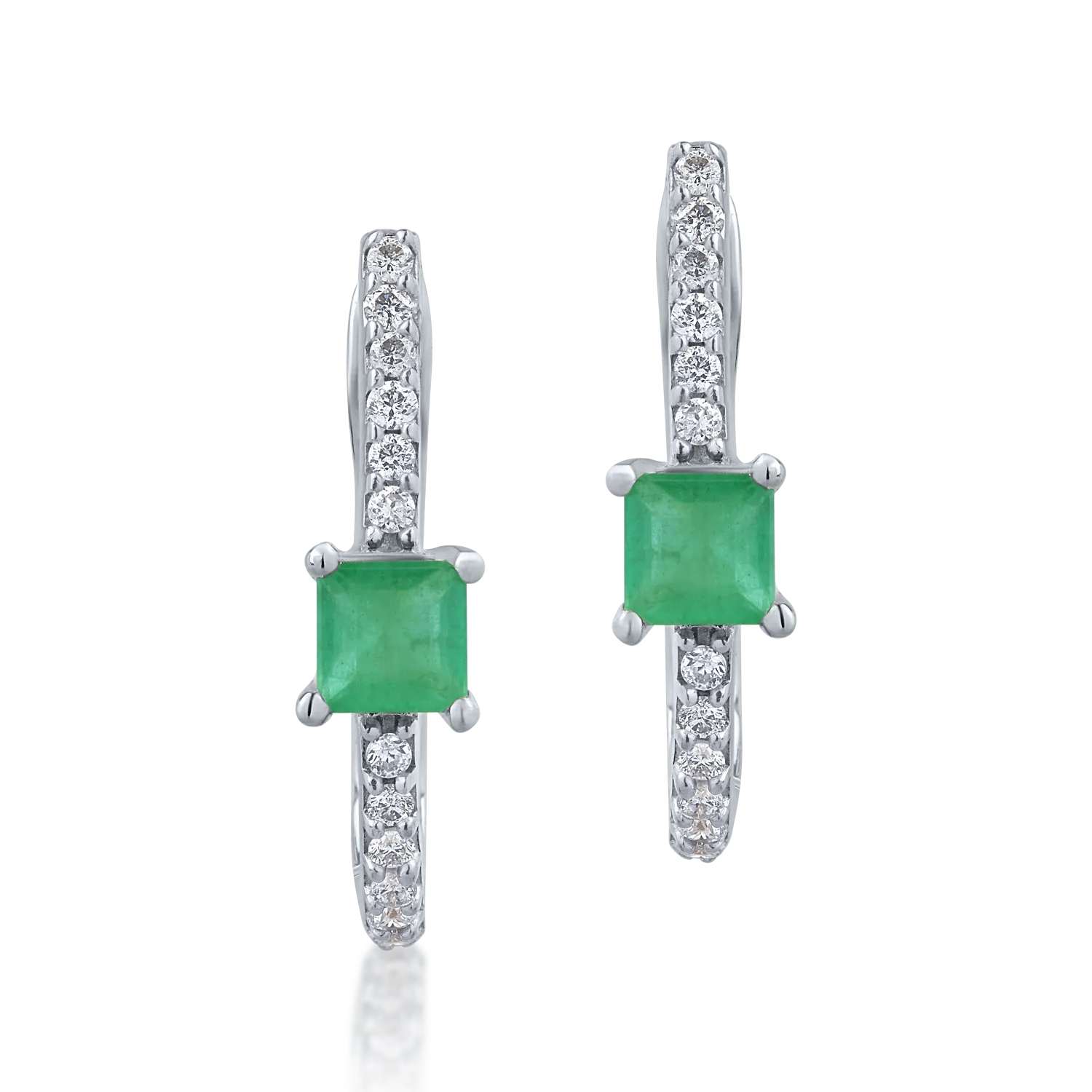 Cercei din aur alb cu smaralde de 0.347ct si diamante de 0.129ct-128401