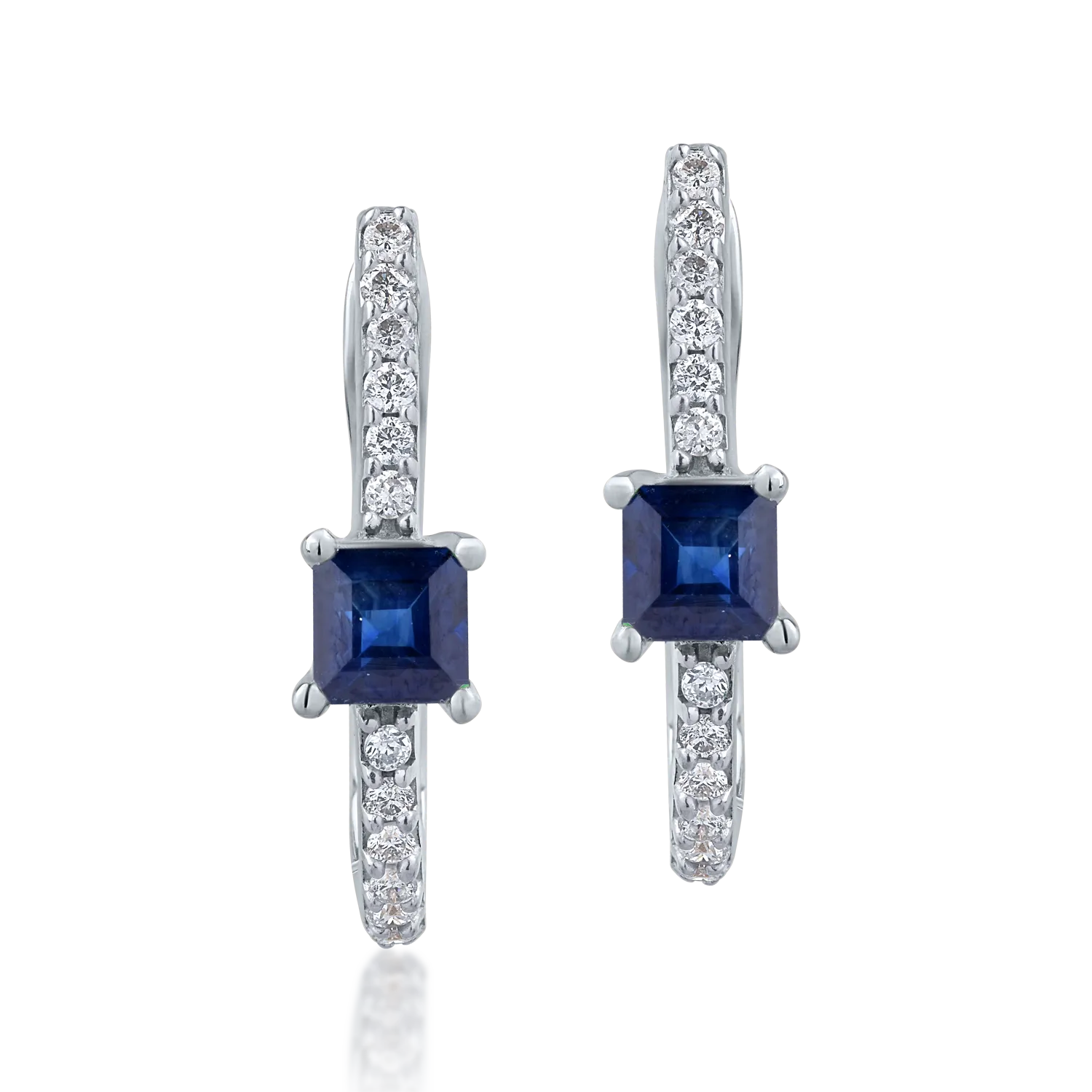 14K white gold earrings with 0.434ct sapphires and 0.126ct diamonds