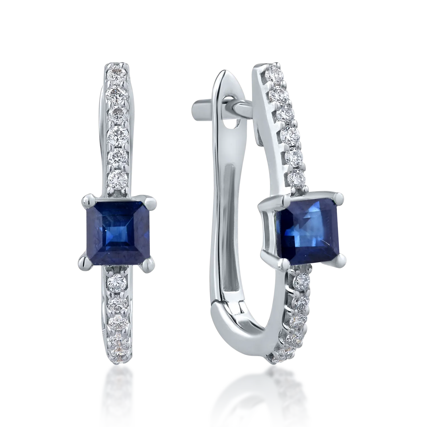 14K white gold earrings with 0.434ct sapphires and 0.126ct diamonds