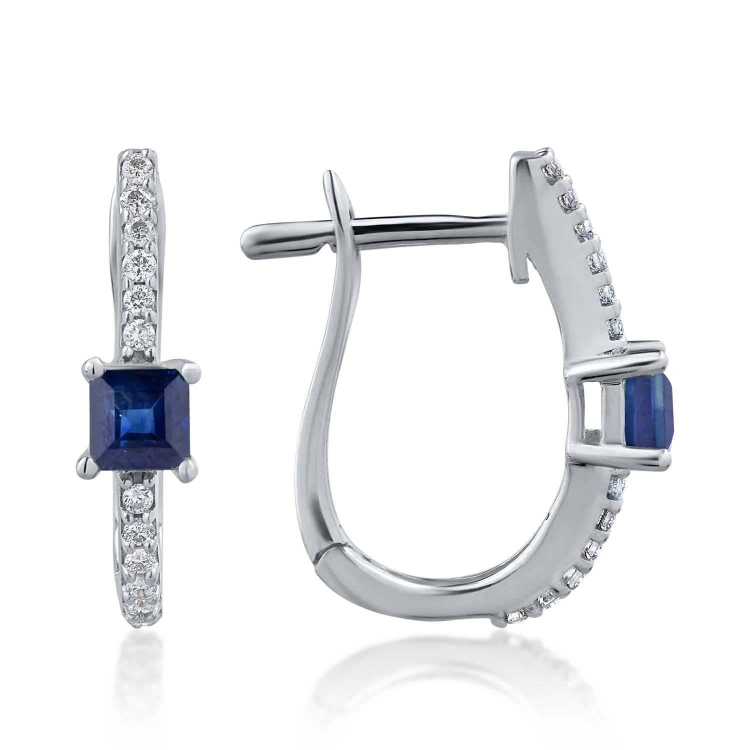 14K white gold earrings with 0.434ct sapphires and 0.126ct diamonds