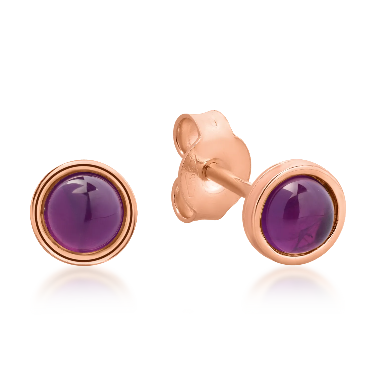 Обеци от розово злато 14K с аметисти 0.6ct