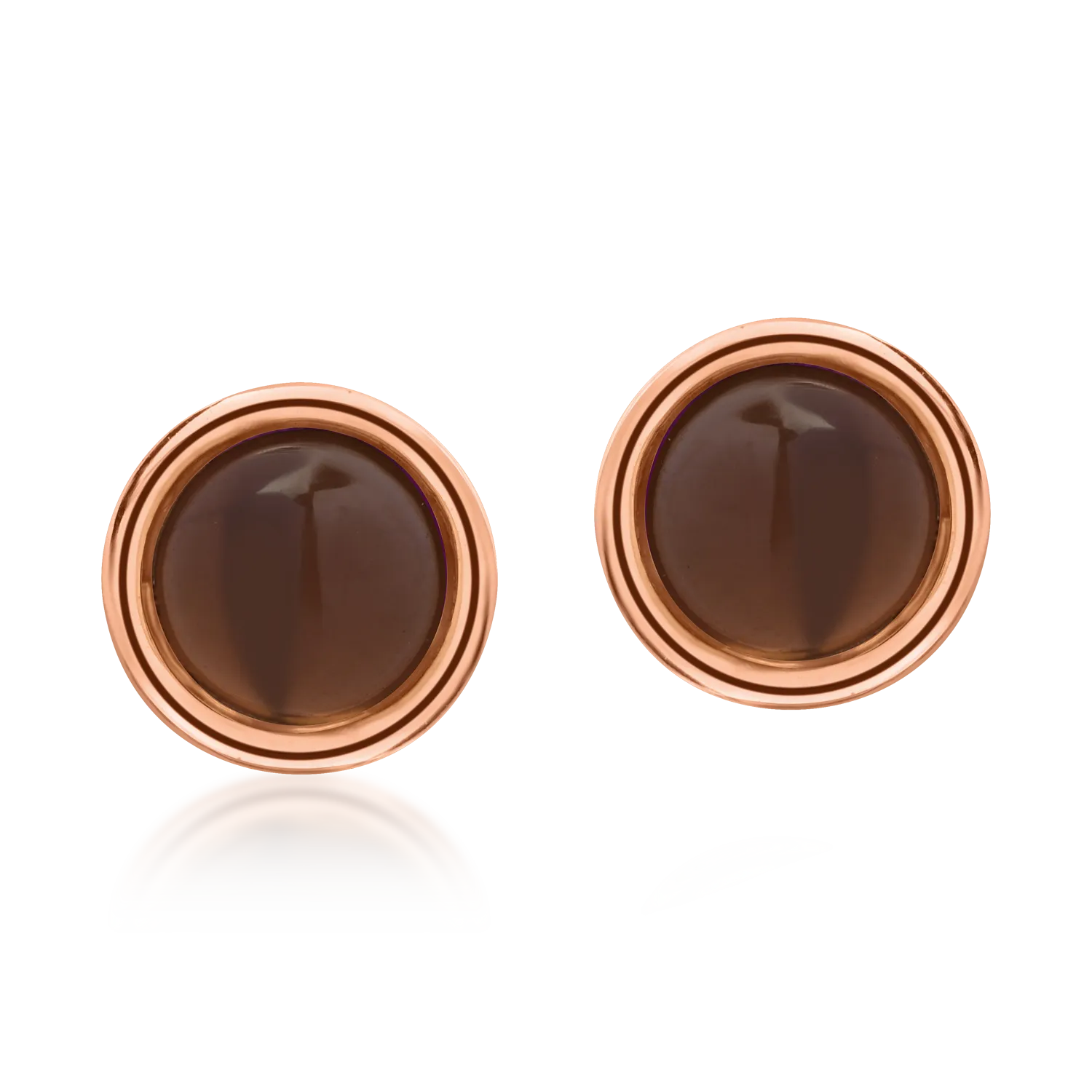 Cercei din aur roz cu quartz fumuriu de 0.5ct