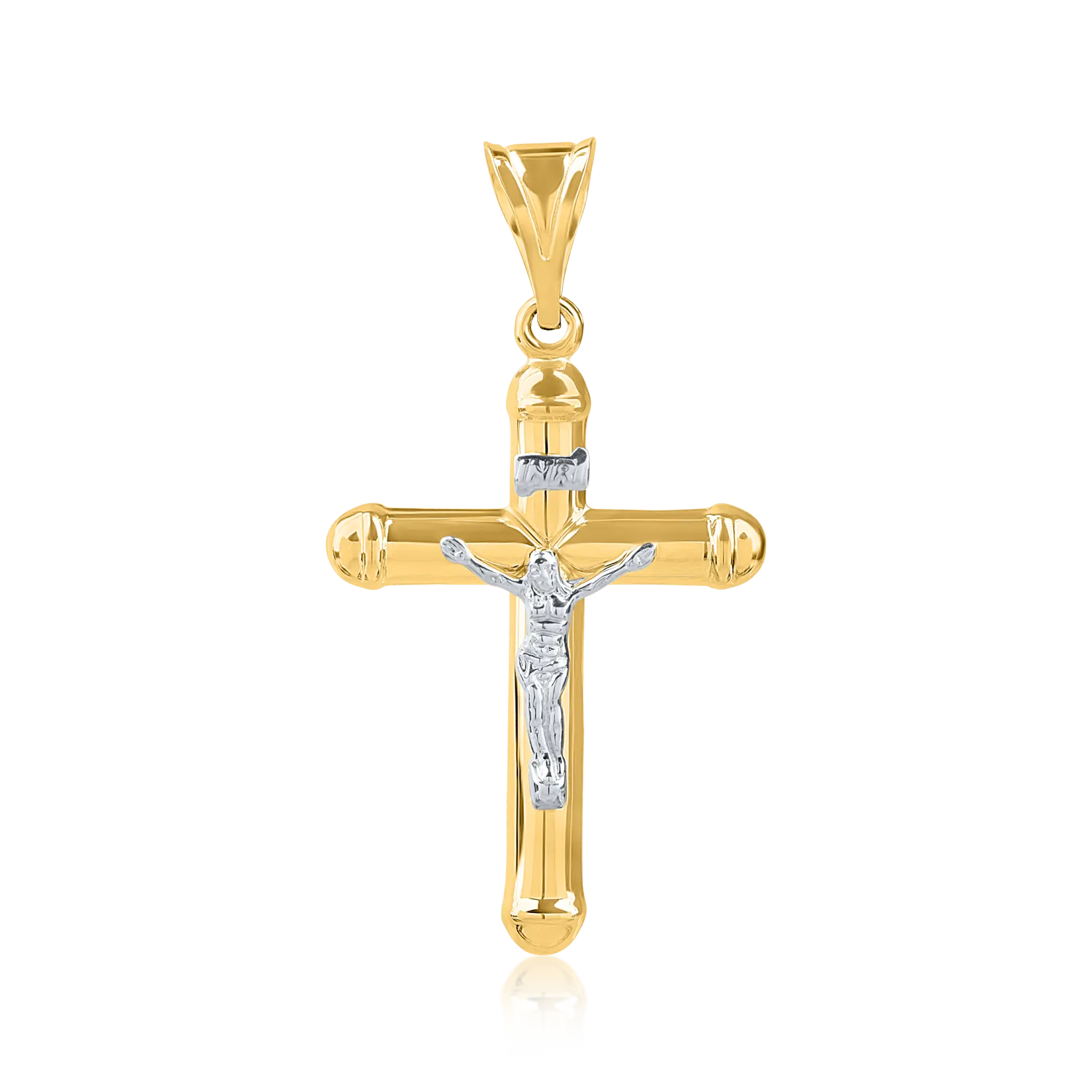 White-yellow gold men's cross pendant