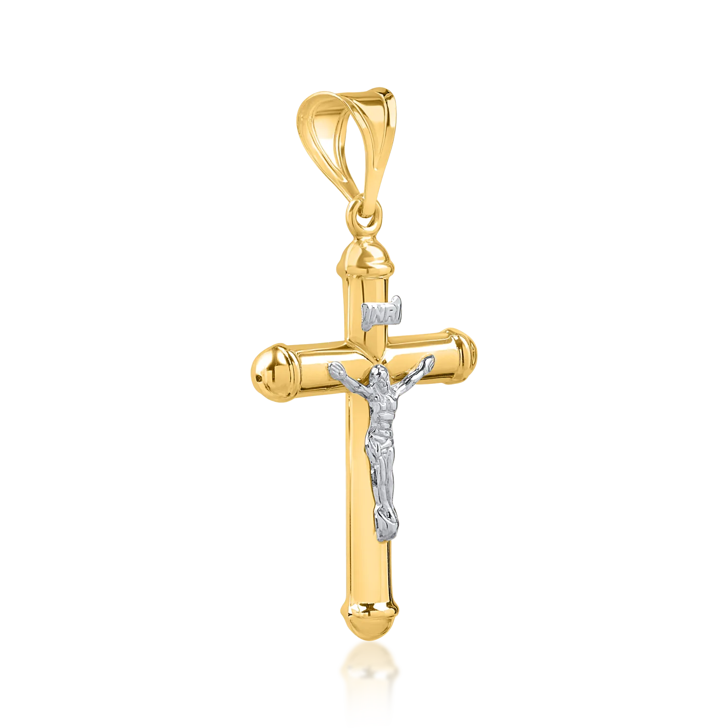 White-yellow gold men's cross pendant