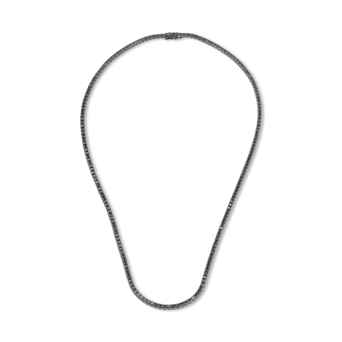 18K black gold tennis necklace with 2.35ct black diamonds