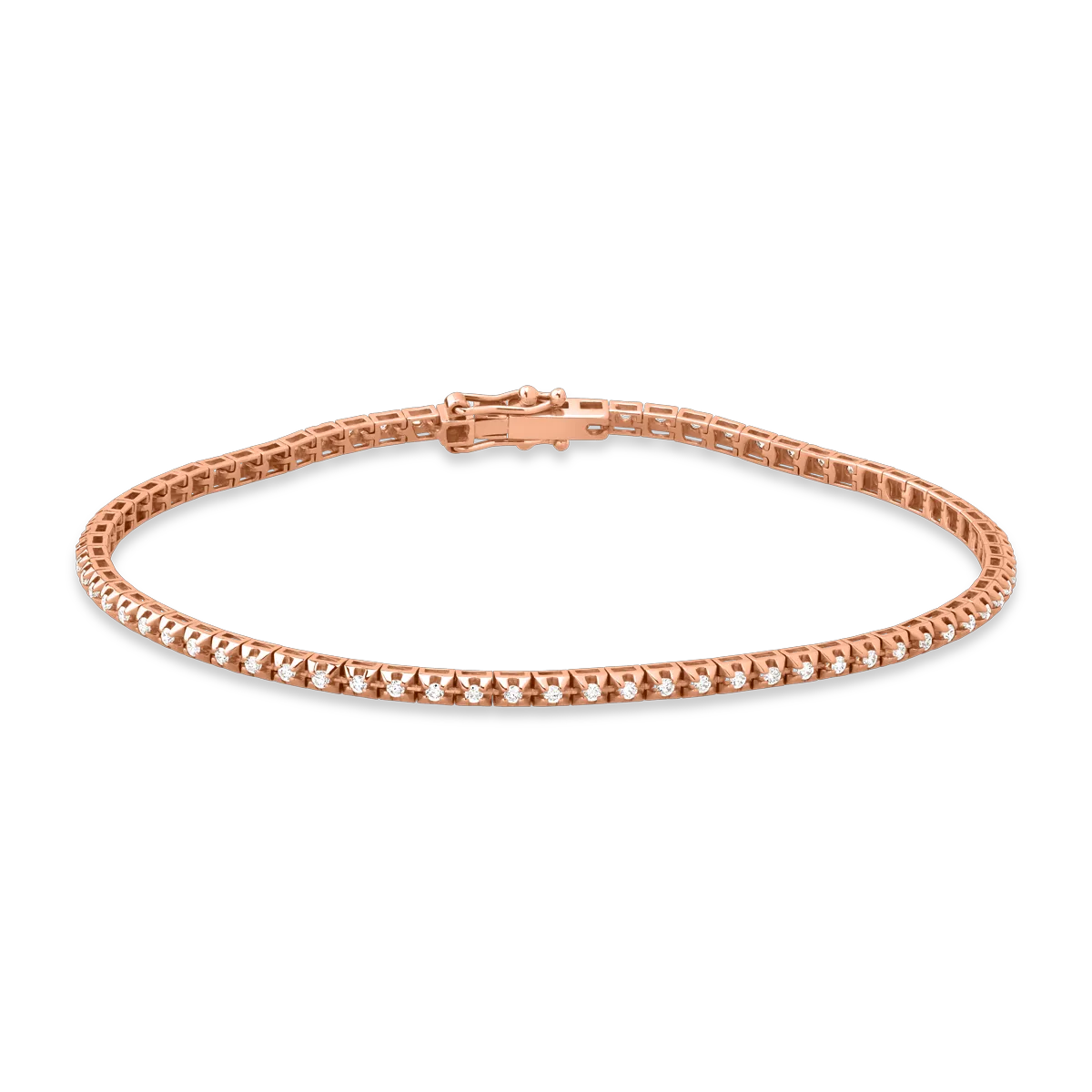 Bratara tennis din aur roz cu diamante de 0.52ct