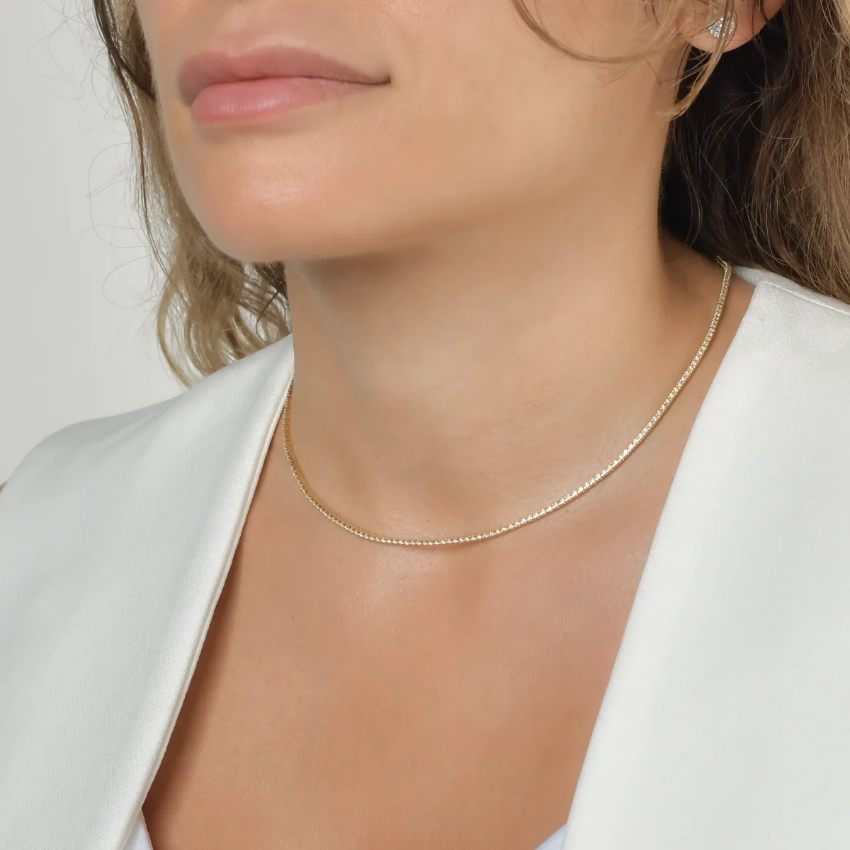 18K yellow gold tennis necklace with 1.72ct diamonds