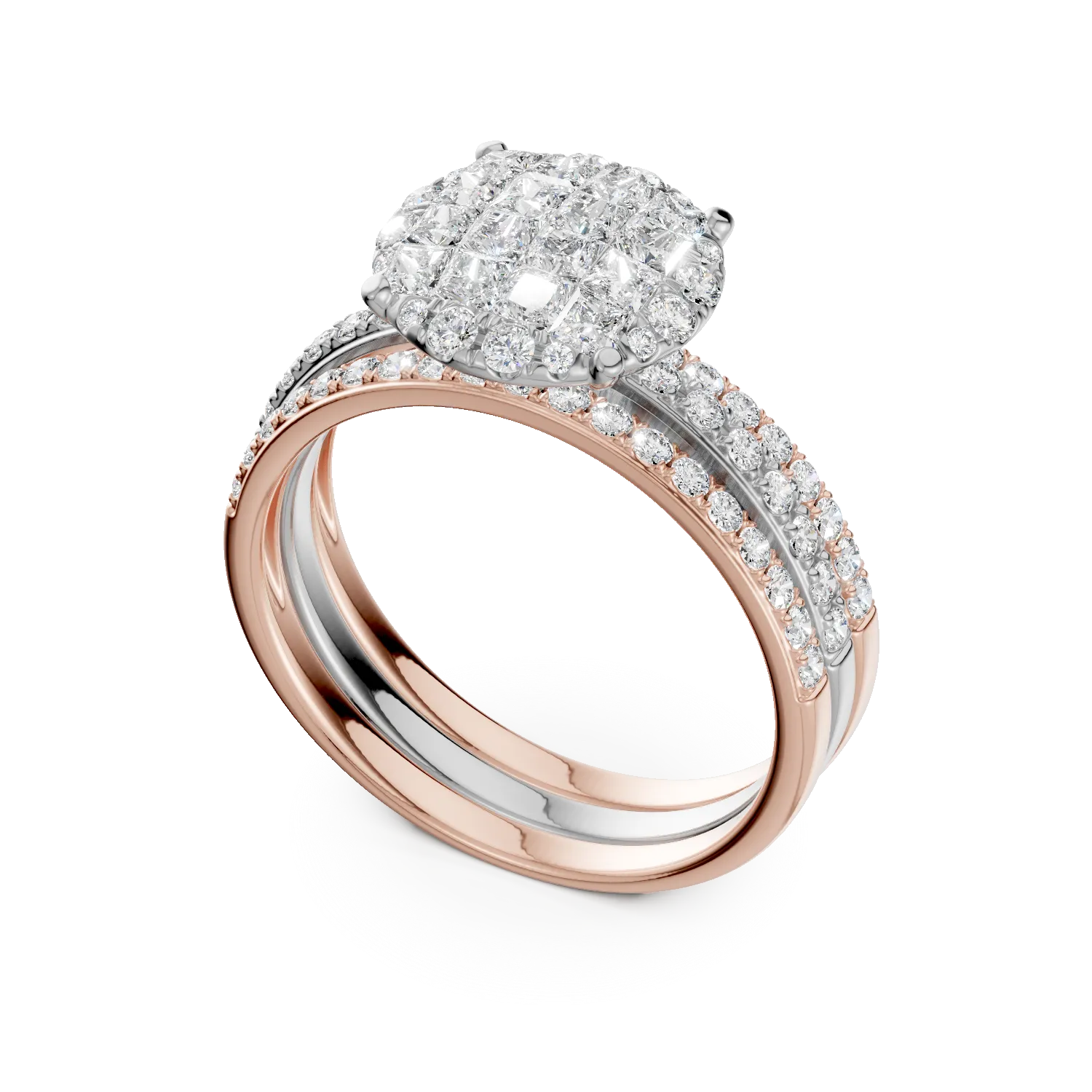 Inel din aur alb-roz cu diamante de 1.14ct