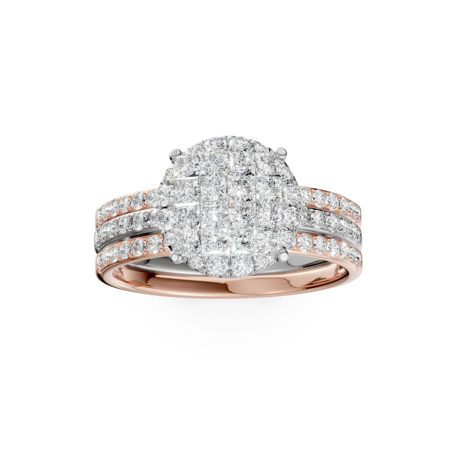 Inel din aur alb-roz cu diamante de 1.14ct