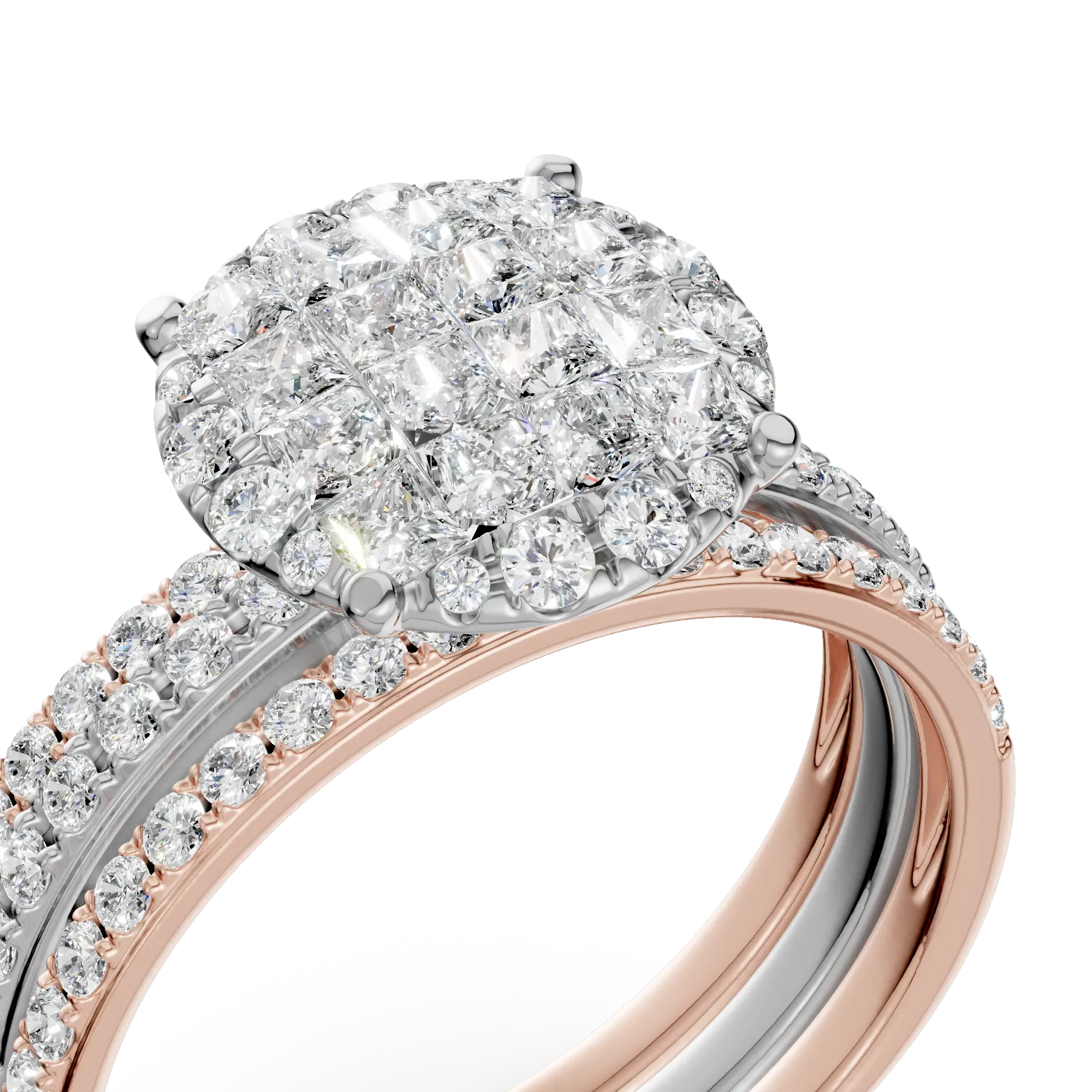Inel din aur alb-roz cu diamante de 1.14ct