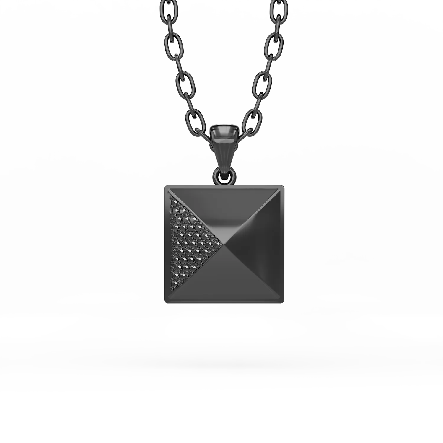 Silver Pyramid pendant necklace-180959