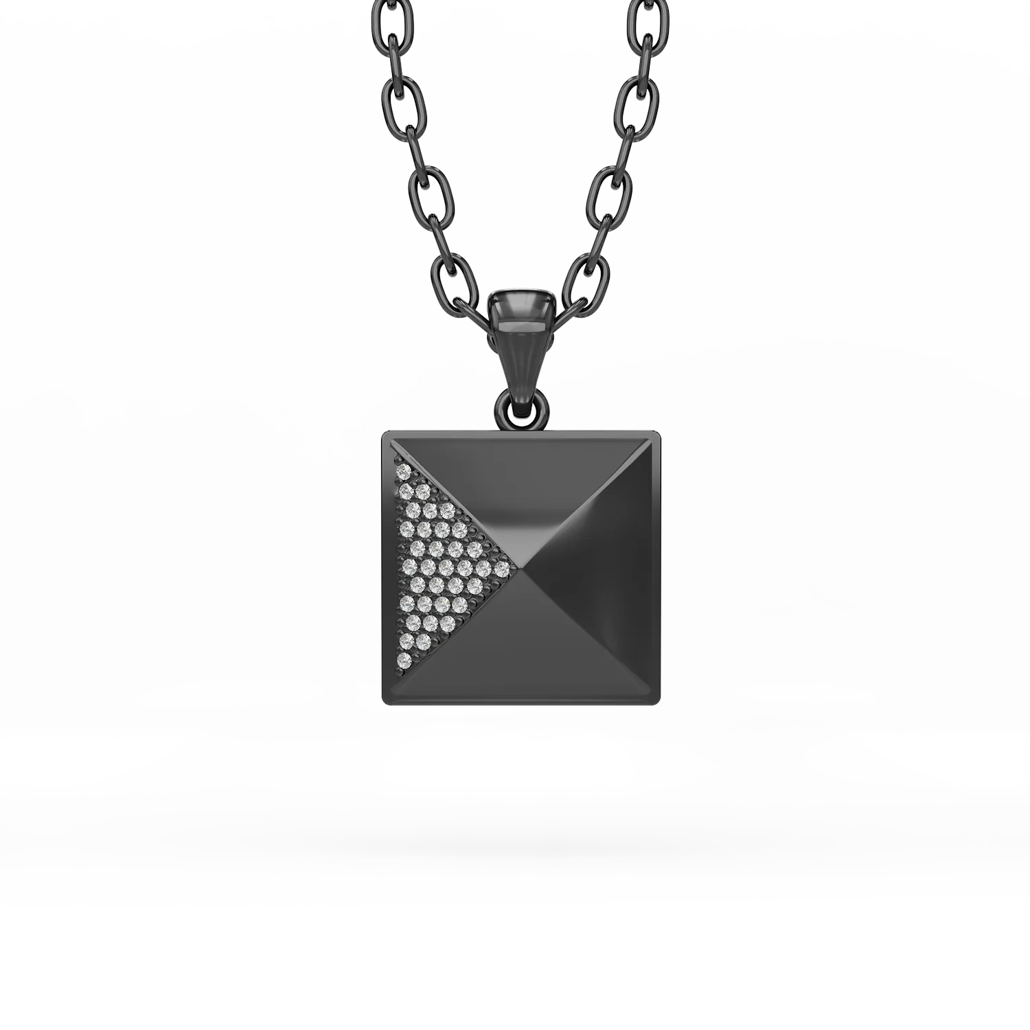 Silver Pyramid pendant necklace-180917